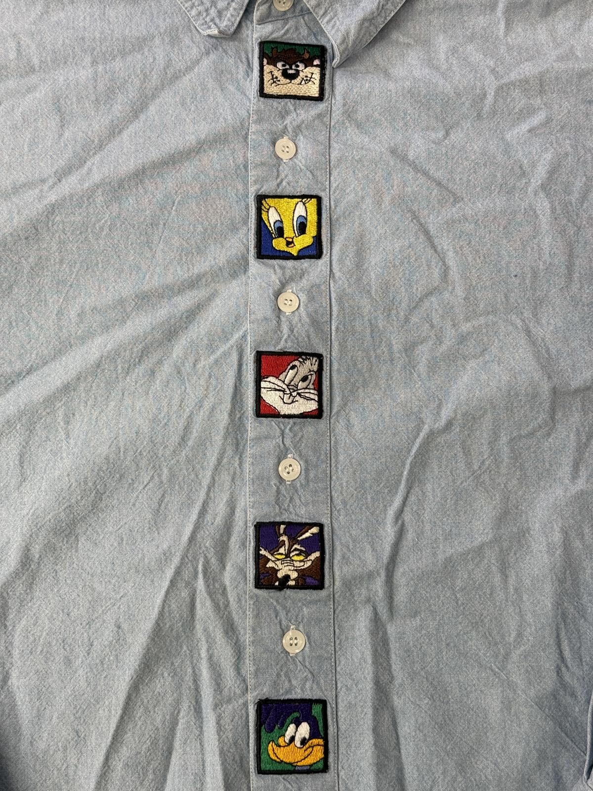 Warner Bros VTG Looney Tunes Denim Button Up Acme Clothing Co 1994 -L Size US L / EU 52-54 / 3 - 3 Thumbnail