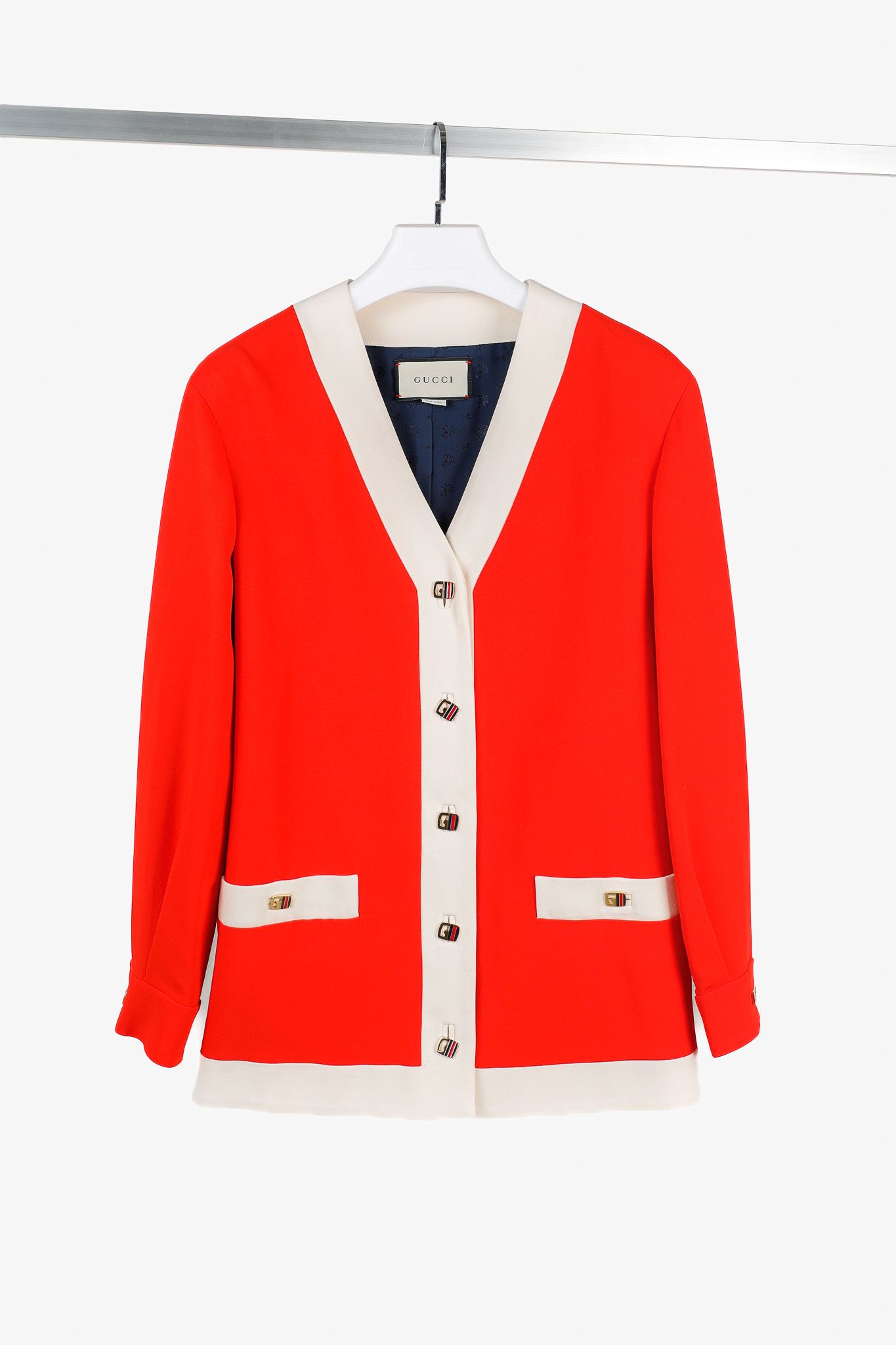 Gucci Gucci Cruise 2020 Red Cady Contrast-Detail Cardigan Size M / US 6-8 / IT 42-44 - 1 Thumbnail