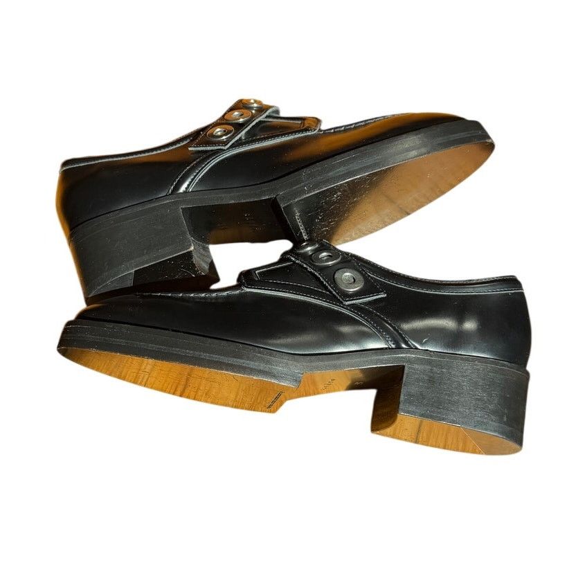 Sandro Sandro Black Loafers w/ Studded Strap and Buckle Fastening Size US 8.5 / IT 38.5 - 3 Thumbnail