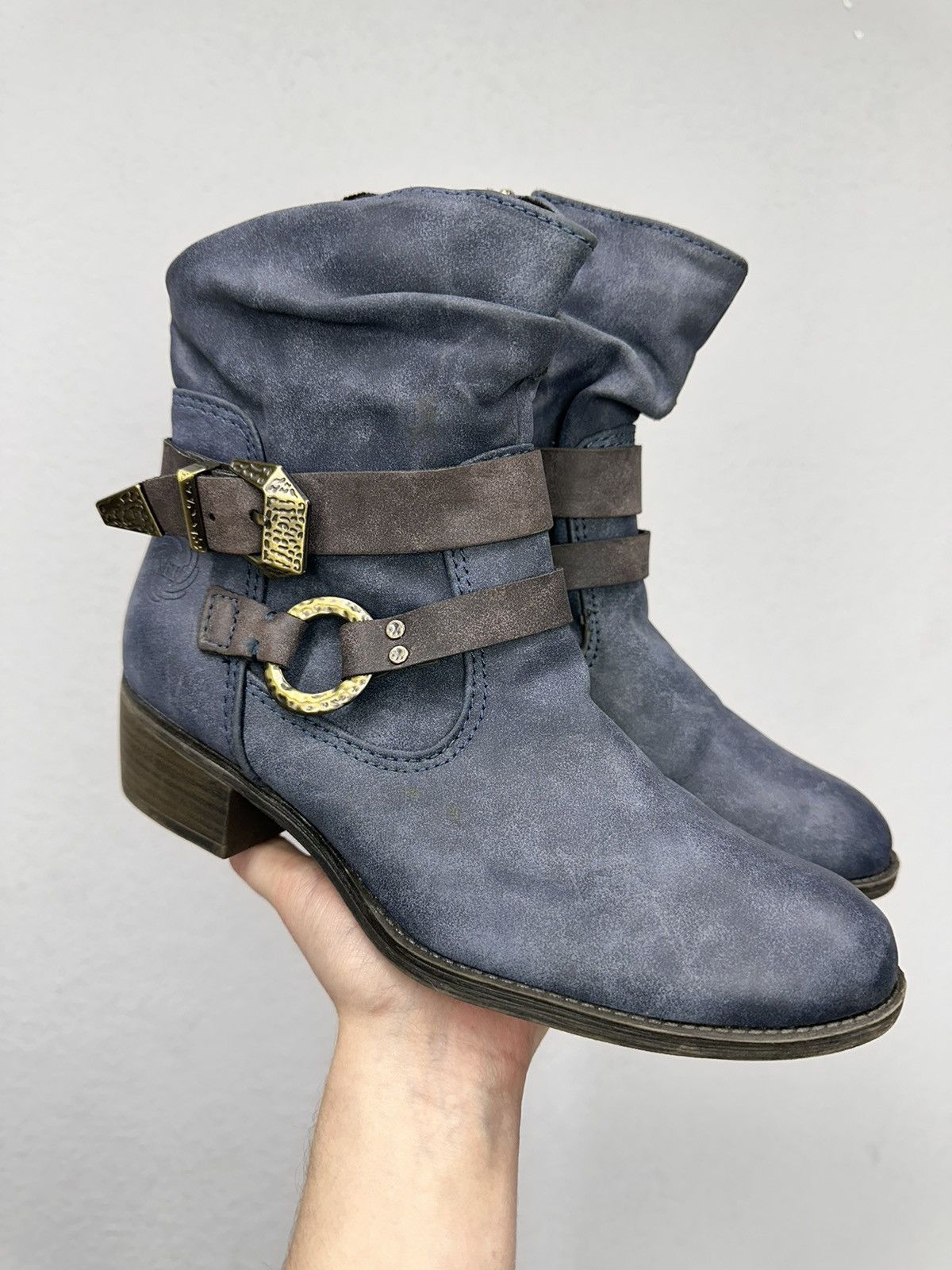 A.S.98 Rare Blue Leather Ankle Boots A.S. 98 Guidi Kapital Japan Size US 7 / EU 40 - 1 Thumbnail