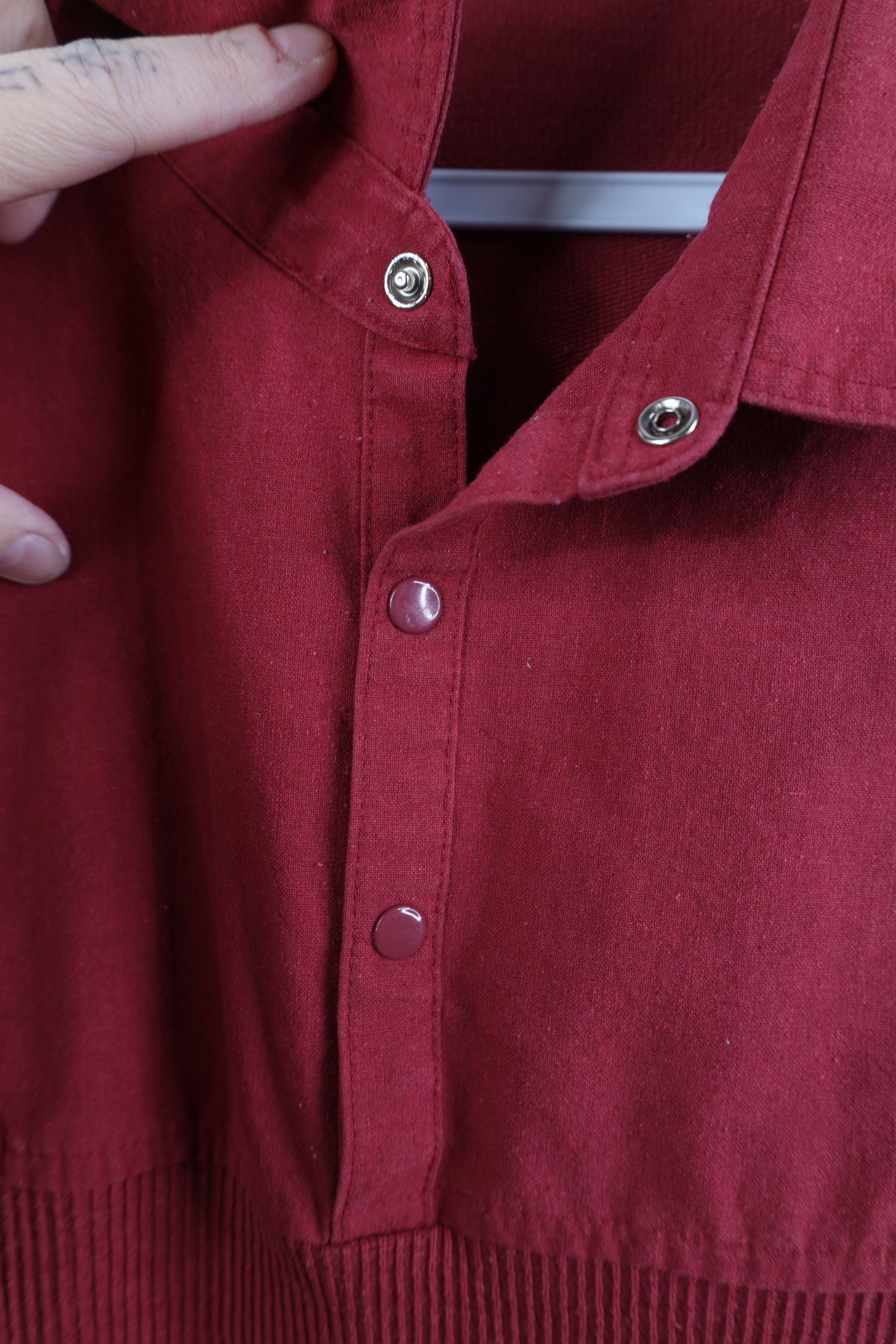 Vintage Vintage 90s Streetwear Ribbed Pullover Long Sleeve Polo Red Size US L / EU 52-54 / 3 - 4 Thumbnail