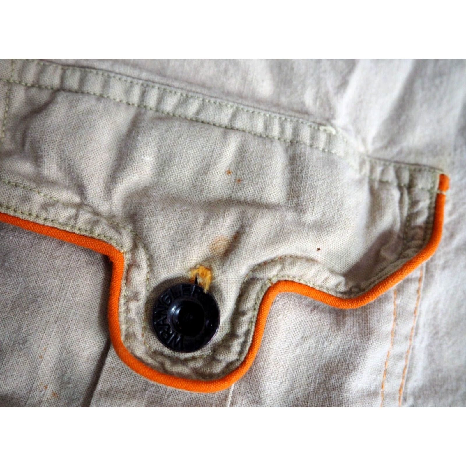 Wrangler VINTAGE Wrangler Western Shirt Mens M Linen Beige Orange 1960s 70s Rockabilly Cowboy Button USA Size US M / EU 48-50 / 2 - 6 Thumbnail