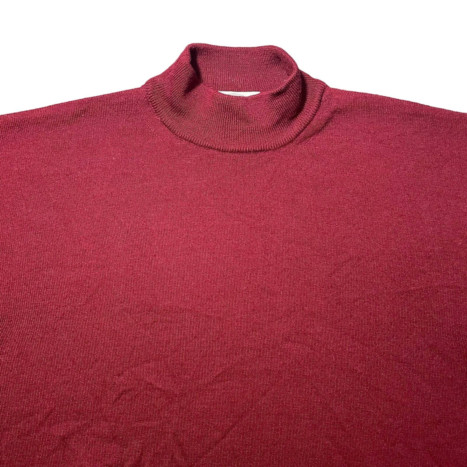 Other Linea Uomo Mock Neck Sweater Merino Wool Blend Red Large Size US L / EU 52-54 / 3 - 2 Thumbnail