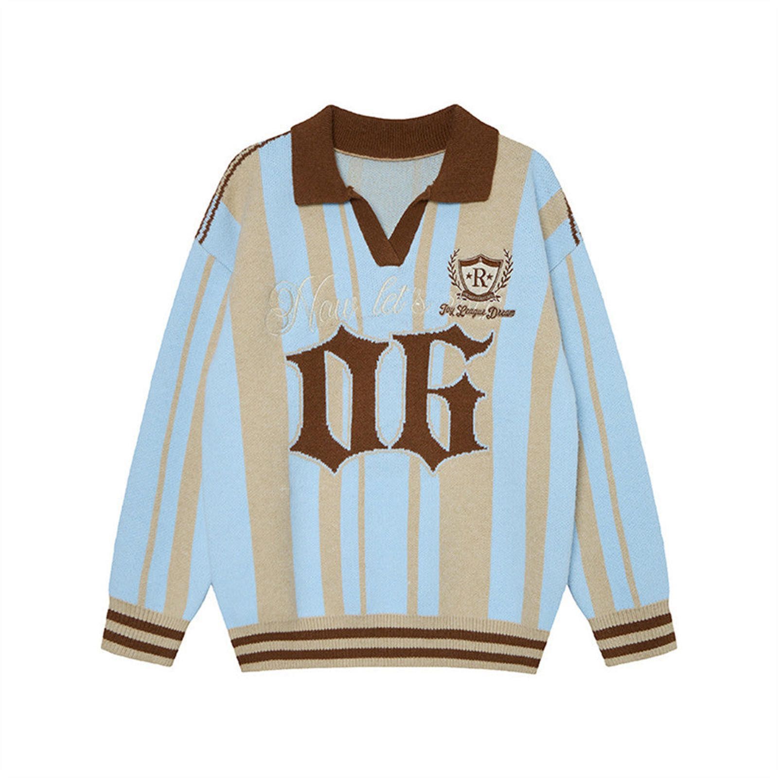 Vintage Striped Collared Sweater, Retro Knit Pullover Size M / US 6-8 / IT 42-44 - 1 Thumbnail