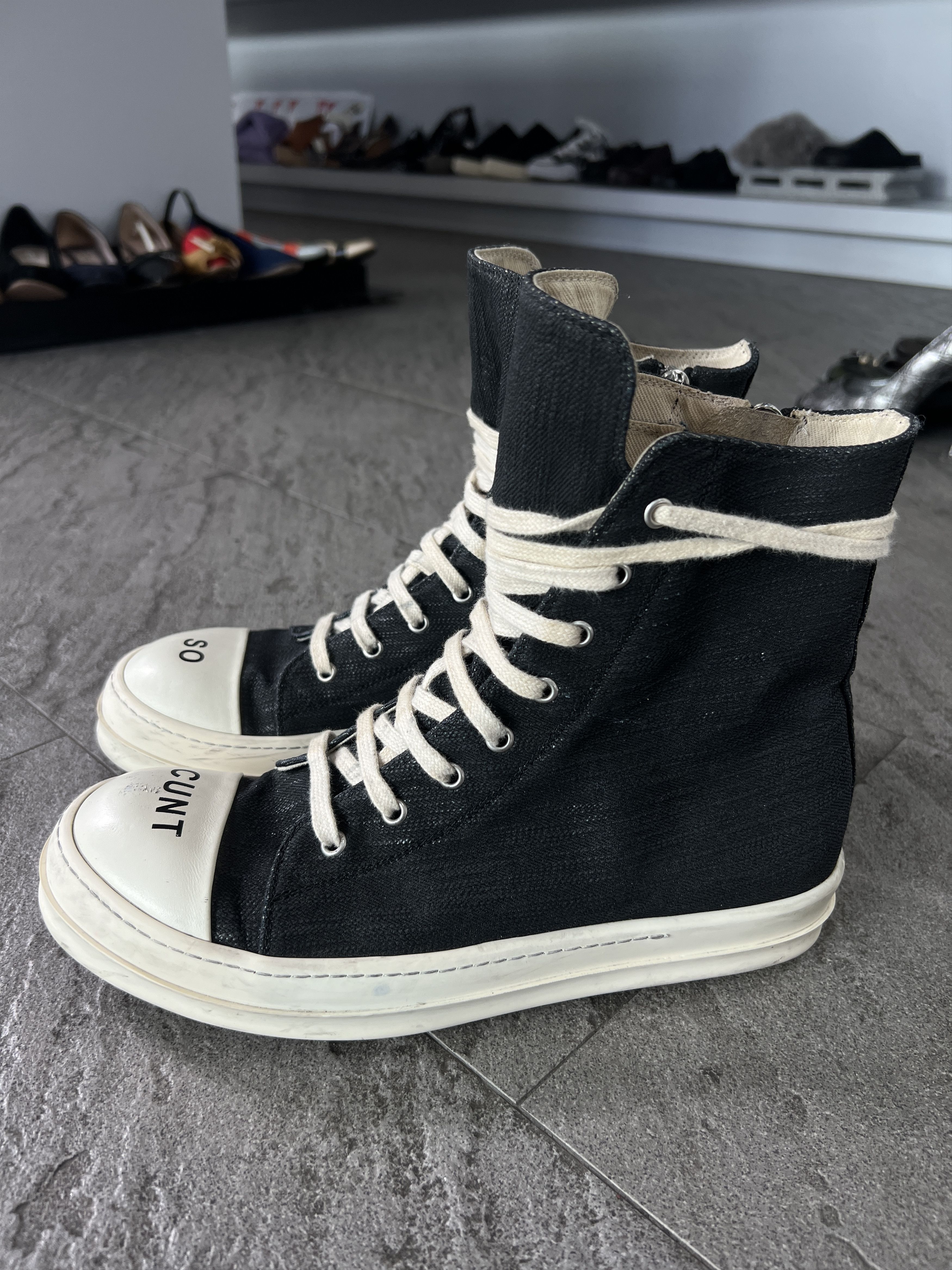 Rick Owens Drkshdw Rick Owens DRKSHDW “SO CUNT” Ramones High EU42 Size US 9 / EU 42 - 3 Thumbnail