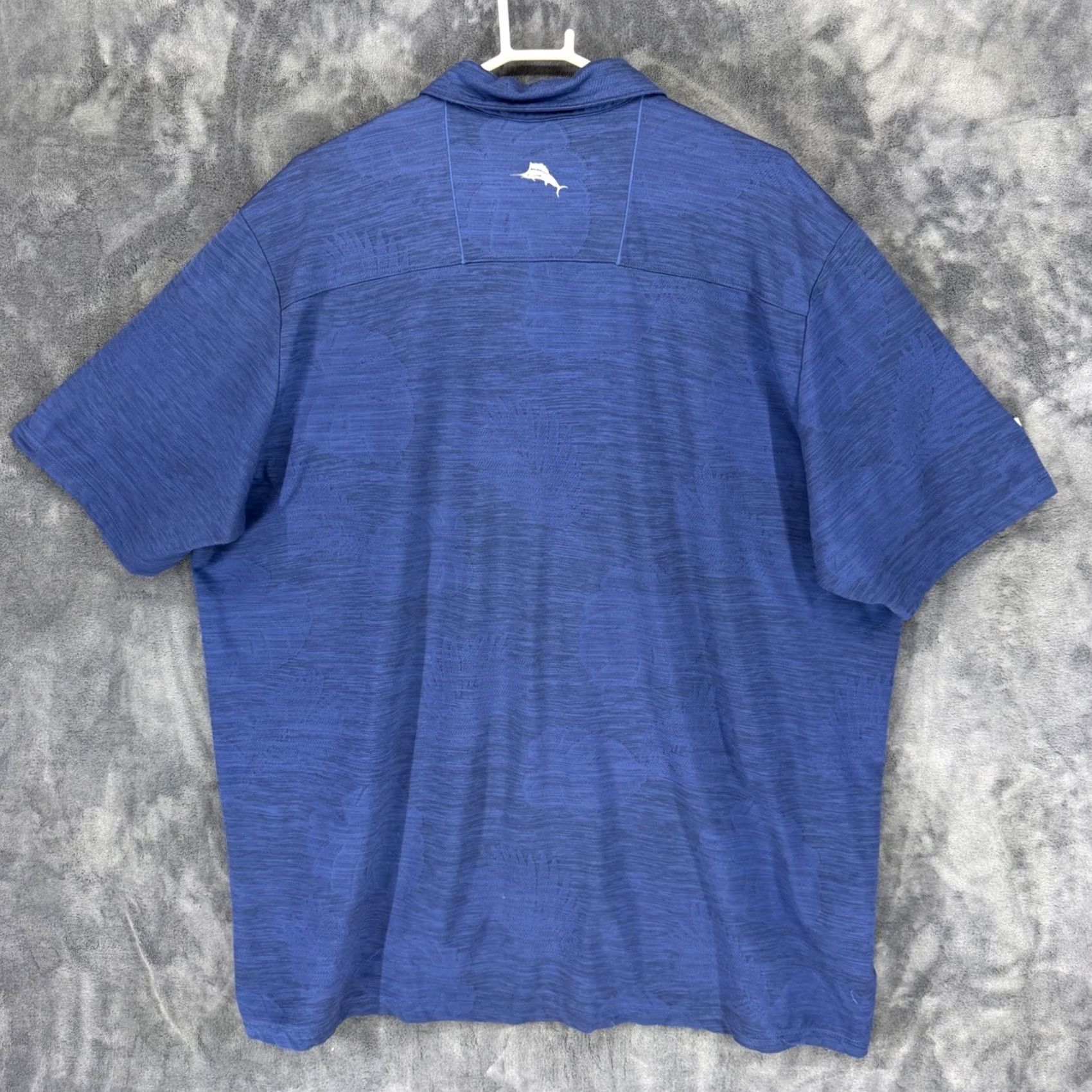 Tommy Bahama Tommy Bahama IslandZone Polo Shirt Mens 2XLT Tall Blue Leaf Pattern Short Sleeve 3-Button Placket Size US XXL / EU 58 / 5 - 7 Thumbnail