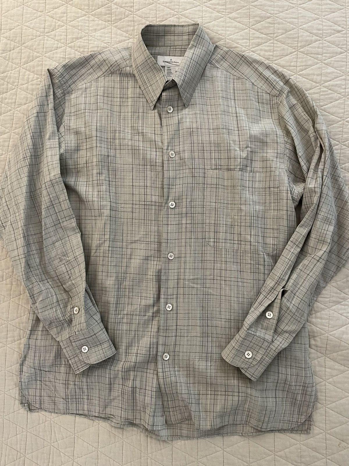 Ermenegildo Zegna × Vintage Vintage Woven Check Sport Shirt Size US M / EU 48-50 / 2 - 2 Thumbnail