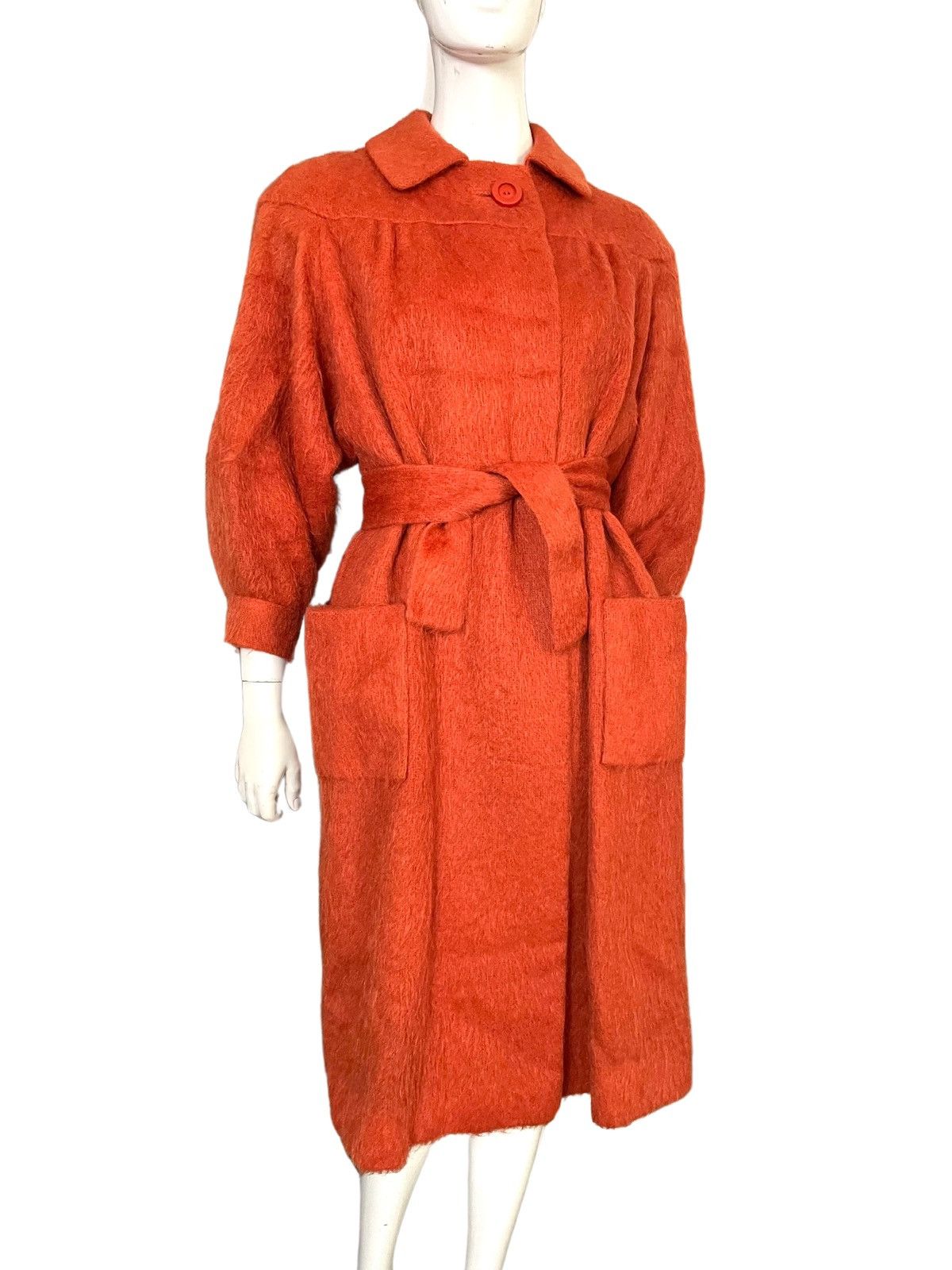 image of Orange Mohair Coat 1960S Roger Brines London Vintage, Women's (Size Small)