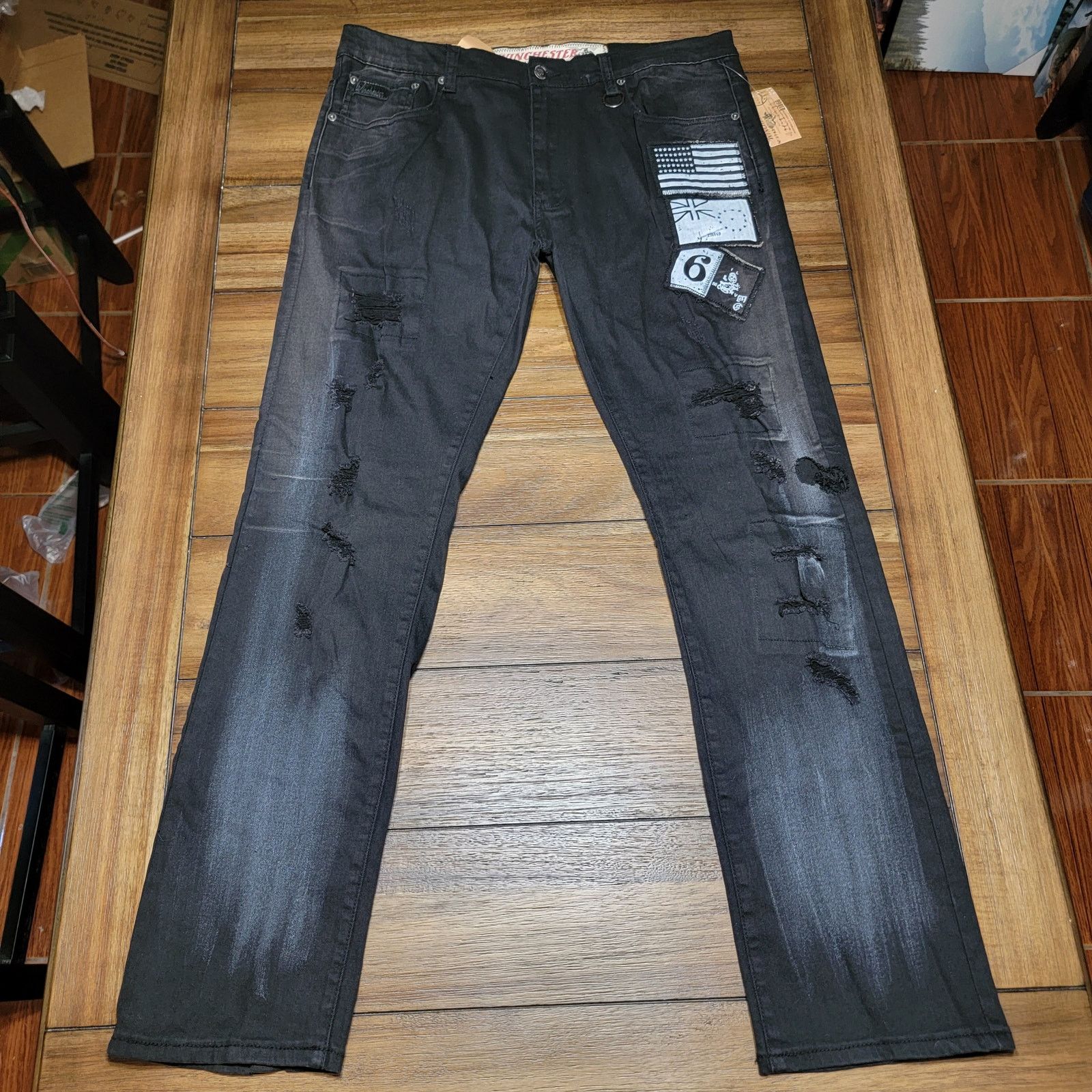 Winchester Winchester Shredded Black Denim Jeans - Size 36/33 NWT Size US 36 / EU 52 - 1 Thumbnail