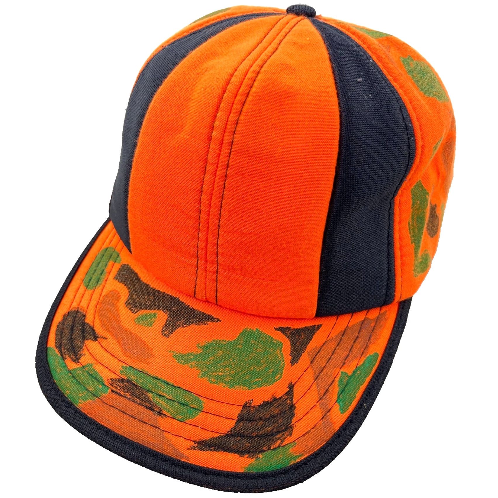 Vintage VINTAGE Blaze Orange Camo Trucker Hat Cap Strap back Insulated 90s Y2K Hunting Size 44L - 2 Thumbnail