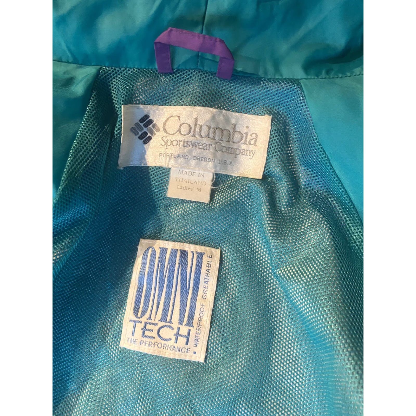 AQUA VINTAGE Columbia Omni-Tech Windbreaker Jacket Womens M Purple Nylon Ocean Aqua Purple Windbreaker Womens M Jacket Zip Mens? Size M / US 6-8 / IT 42-44 - 6 Thumbnail