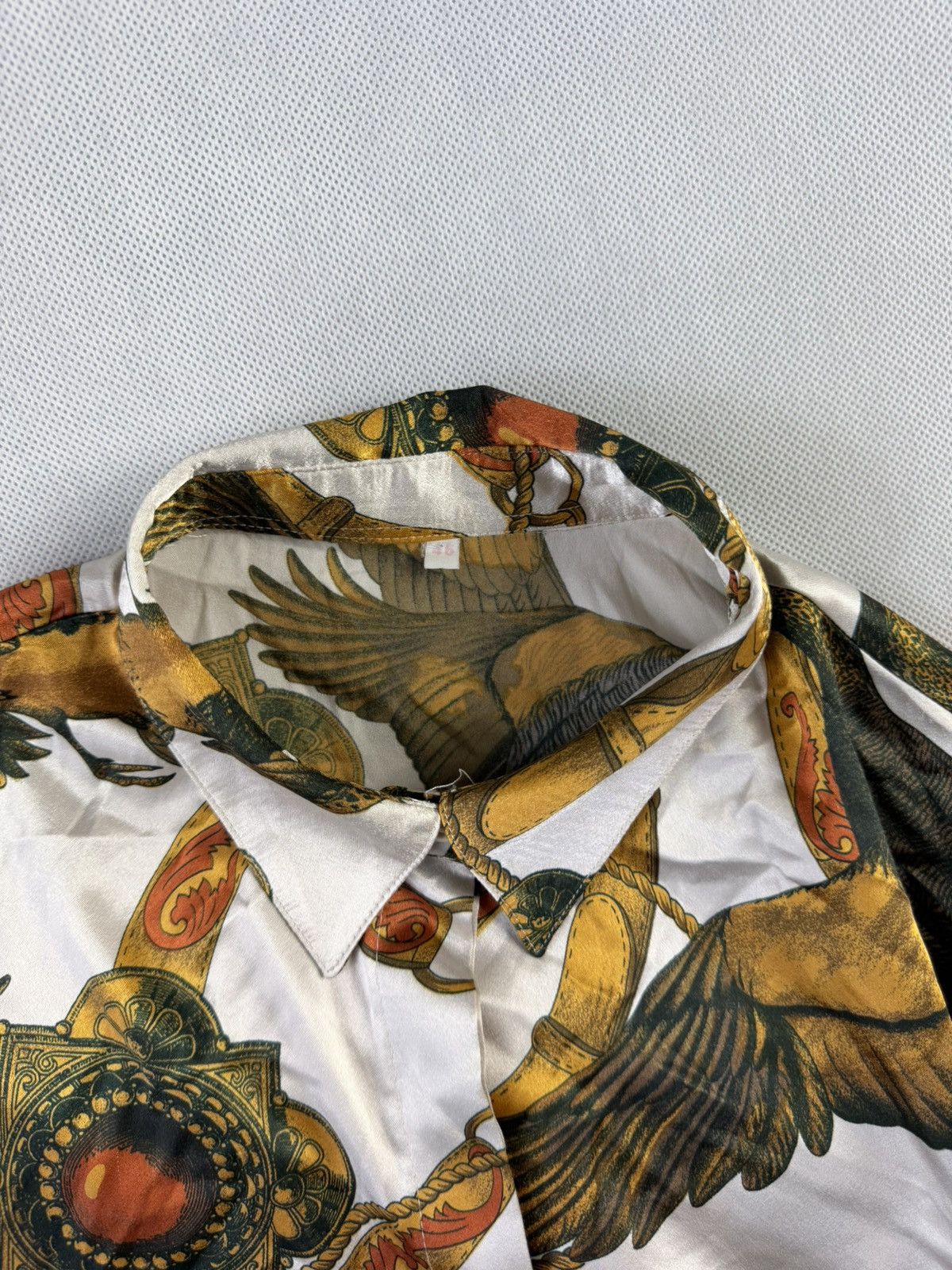 Other Unique Silk Shirt 100% Silk Birds Gold Size XXL / US 16-18 / IT 52-54 - 4 Thumbnail