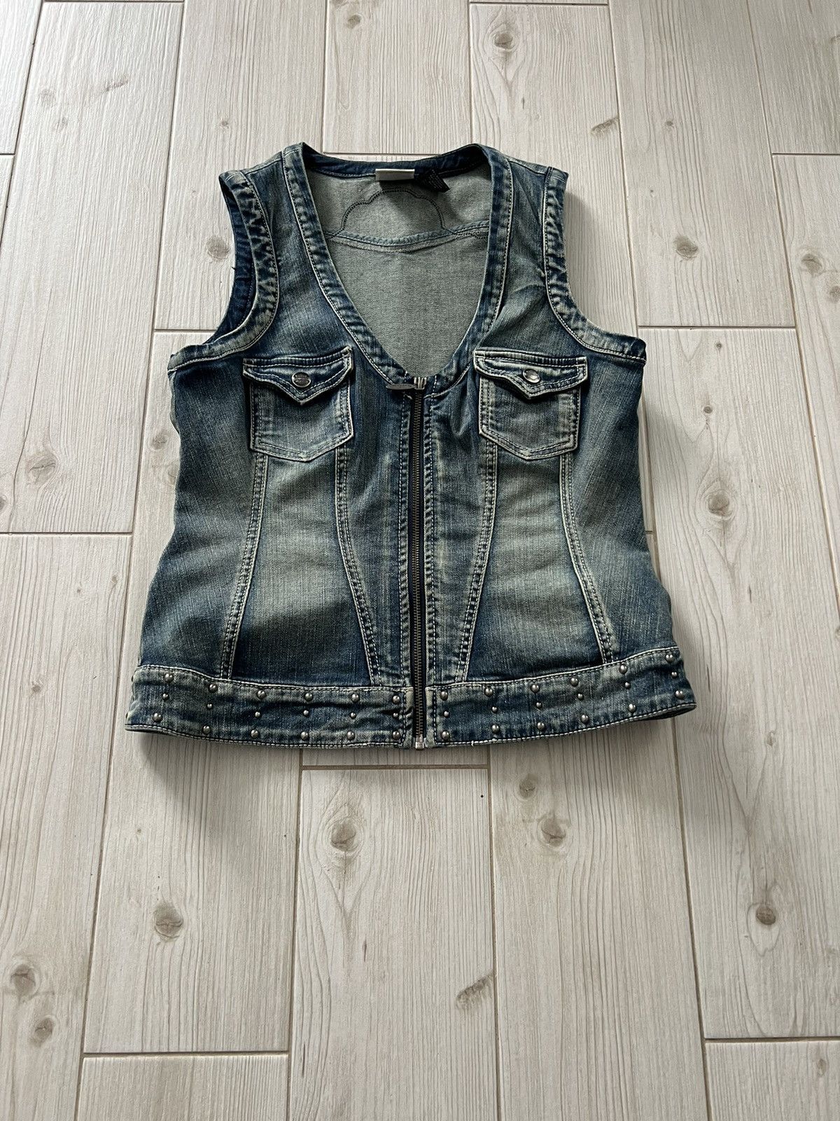 Harley Davidson Y2K Harley Davidson Vest Women's Embellished Denim Grunge Size M / US 6-8 / IT 42-44 - 4 Thumbnail