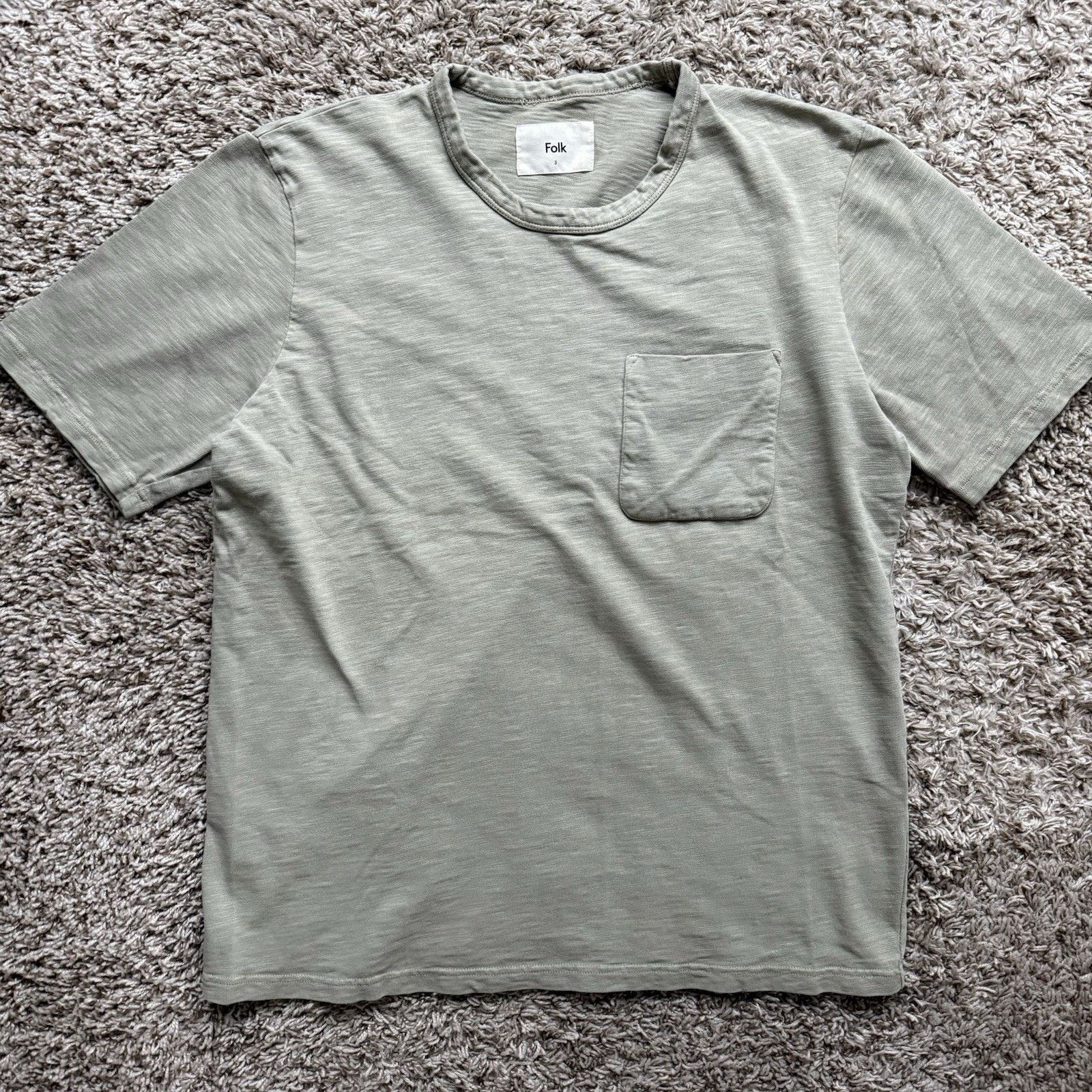 Folk Folk Clothing Heavyweight Sage Green Front Pocket T-Shirt Size US M / EU 48-50 / 2 - 1 Thumbnail