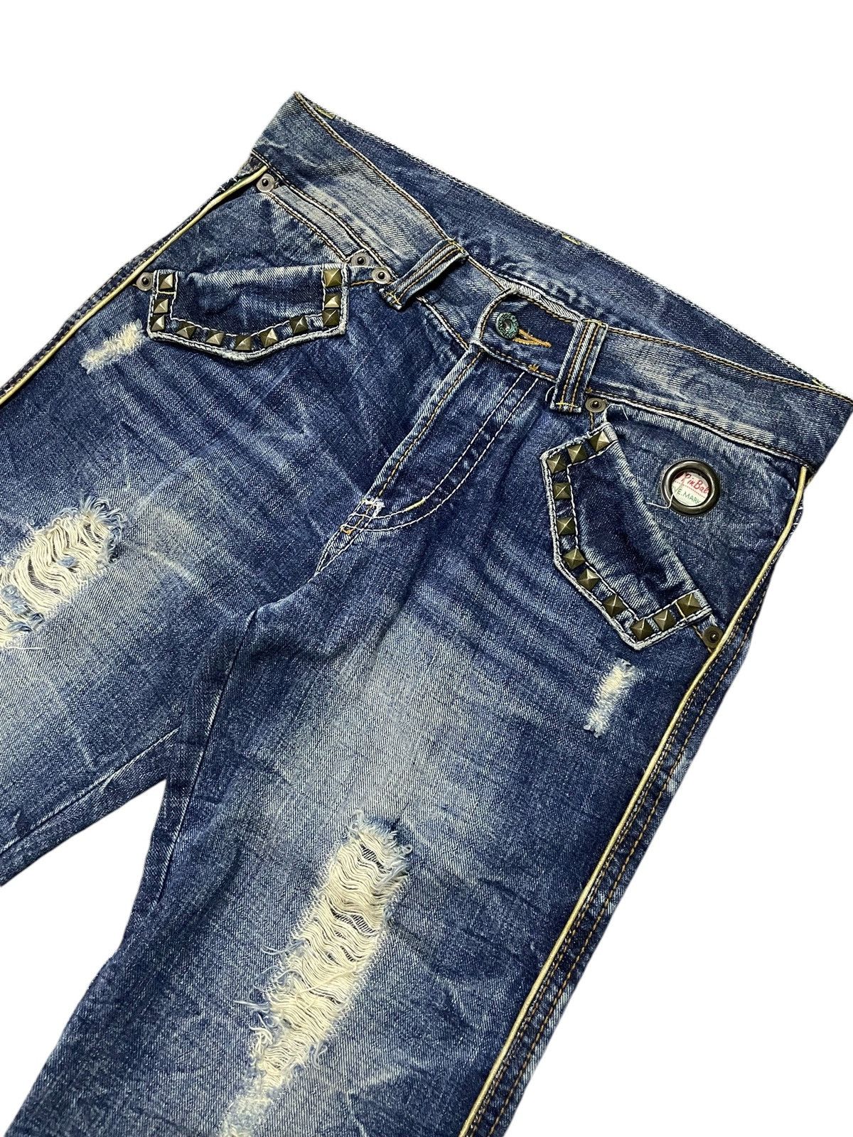 GOSTAR DE FUGA × Shellac × semanticdesign Pinball japan Studded Distressed Honeycomb Flared Jeans Size US 32 / EU 48 - 4 Thumbnail