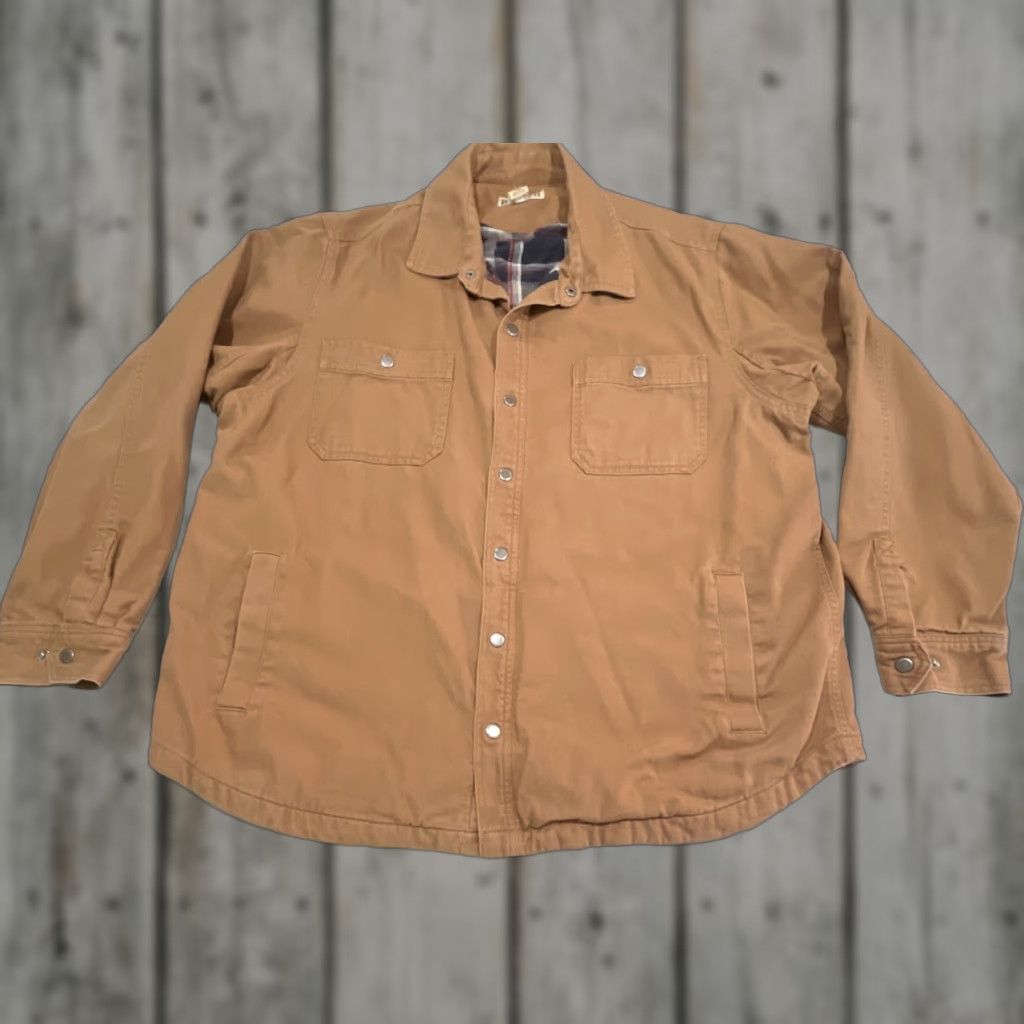 Duluth Trading Company DULUTH TRADING CO Fire Hose Flannel Lined Shirt Men 2XL Brown Cotton Canvas Regular Fit Long Sleeve Snap Collar Robusto Durable Workwear 90s? Size US XXL / EU 58 / 5 - 1 Thumbnail