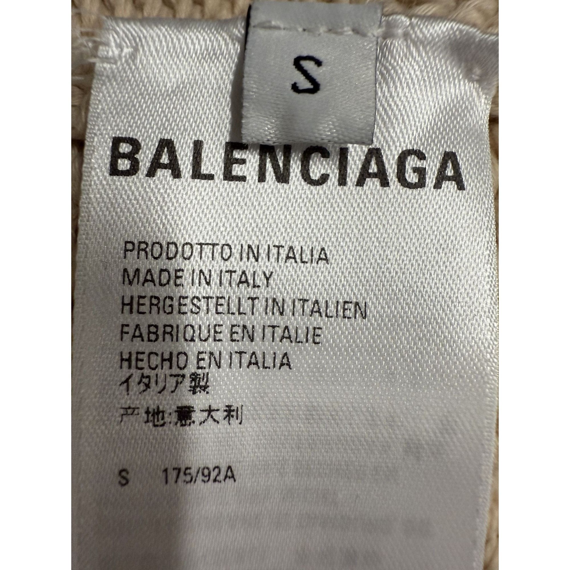 Balenciaga Balenciaga Beige Oversized Knit Sweater With Embroidered Cre Size S / US 4 / IT 40 - 9 Thumbnail