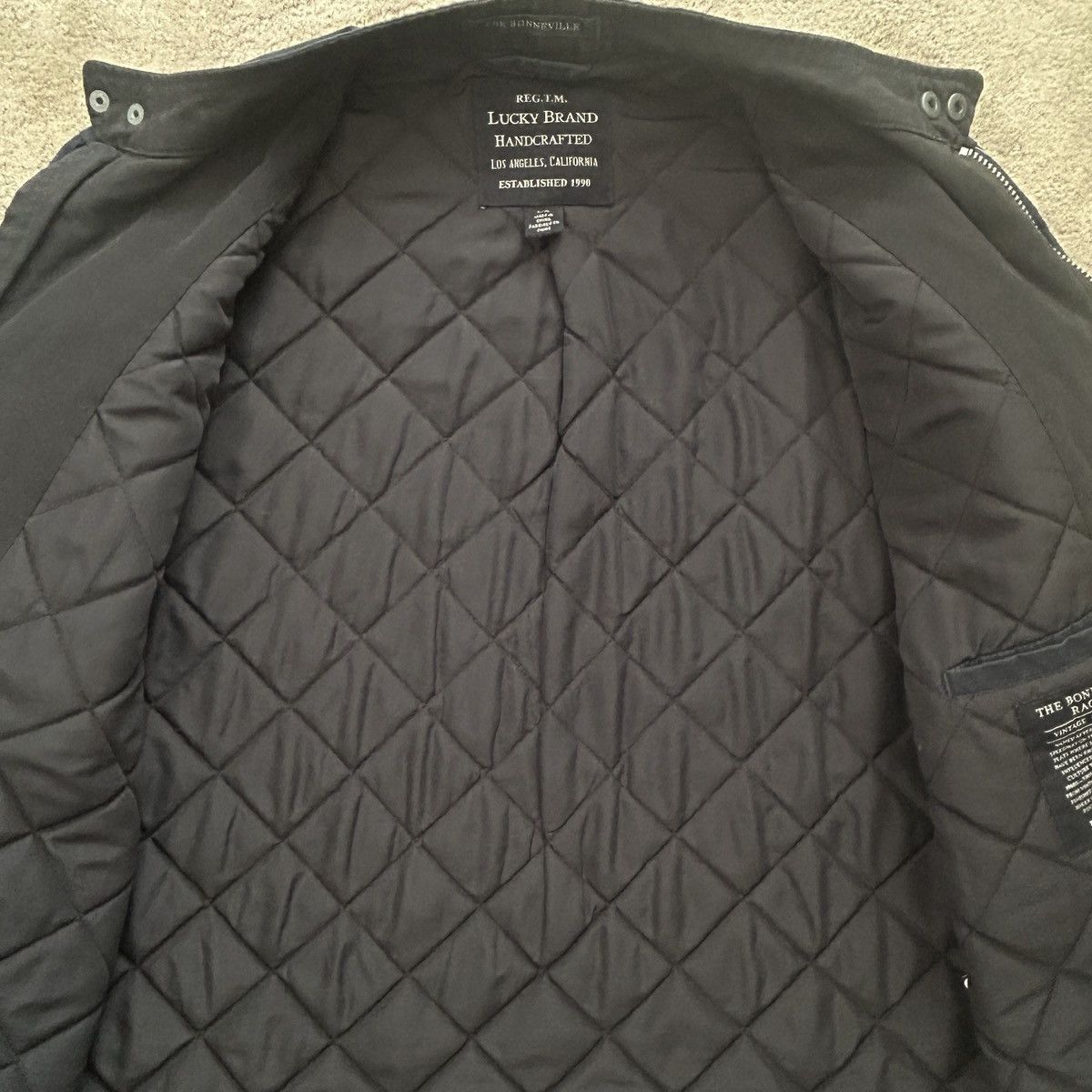 Lucky Brand Bonneville Racer Jacket Dark Navy Moto Biker Quilted Y2K Size US L / EU 52-54 / 3 - 5 Thumbnail