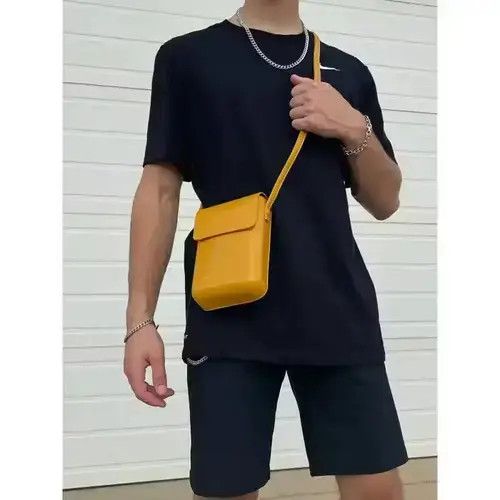 Leather Yellow - Vertical Crossbody Bag Size ONE SIZE - 3 Thumbnail