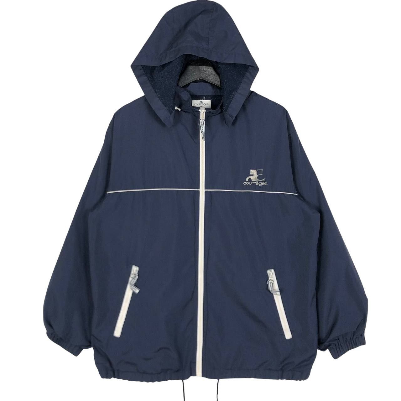 Vintage Courreges Windbreaker Jacket Hoodie Full Zipp