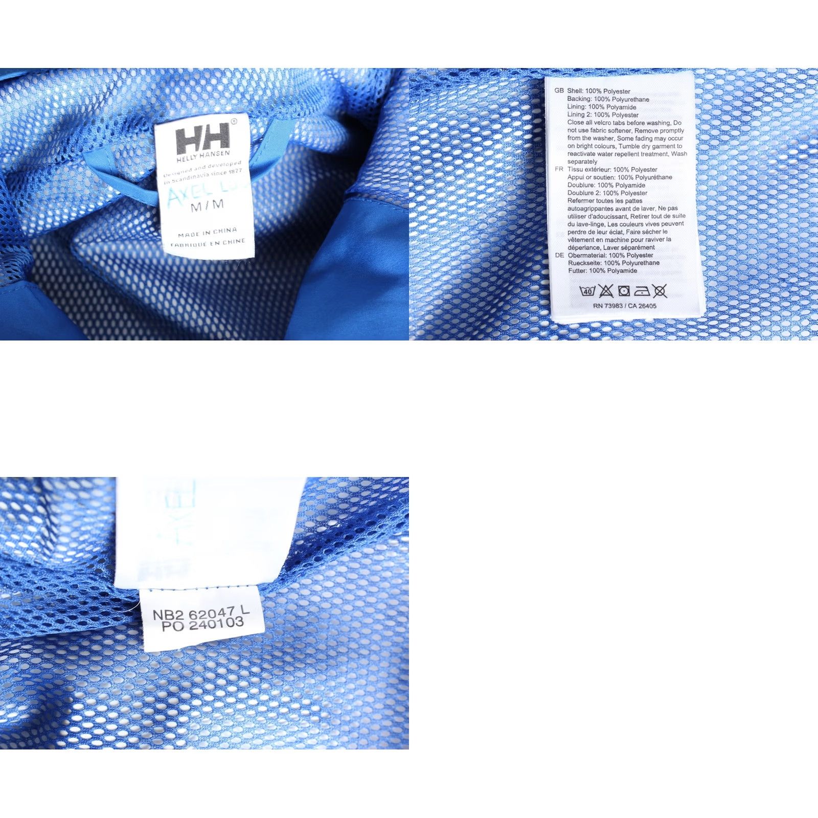 Helly Hansen Helly Hansen Seven Rain Jacket Men M Hooded Waterproof MJ6542 Blue Regular Size M Jeans? Size US M / EU 48-50 / 2 - 8 Thumbnail