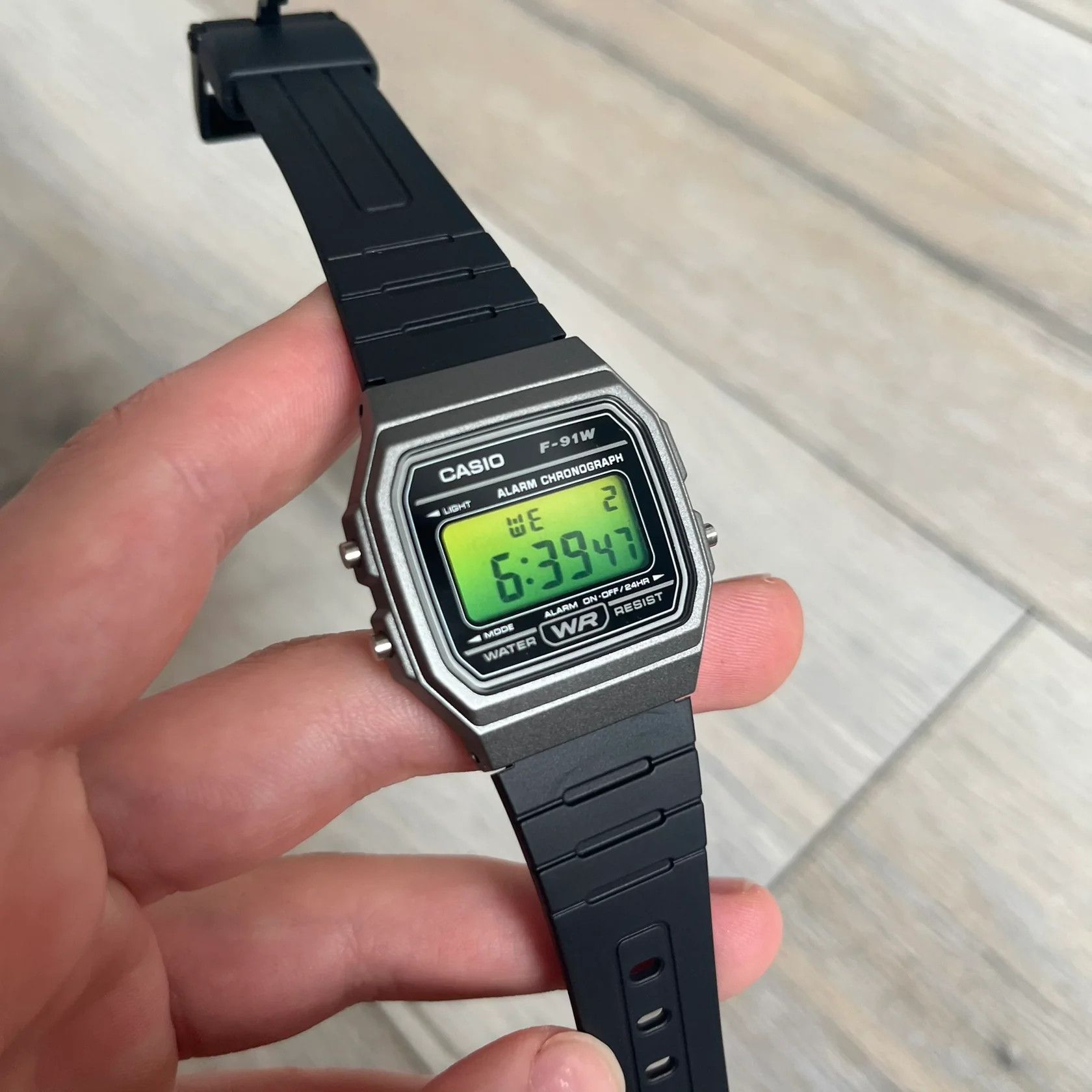 Casio Casio F-91W "Doomsday" Silver & Green Digital Watch Size ONE SIZE - 5 Thumbnail