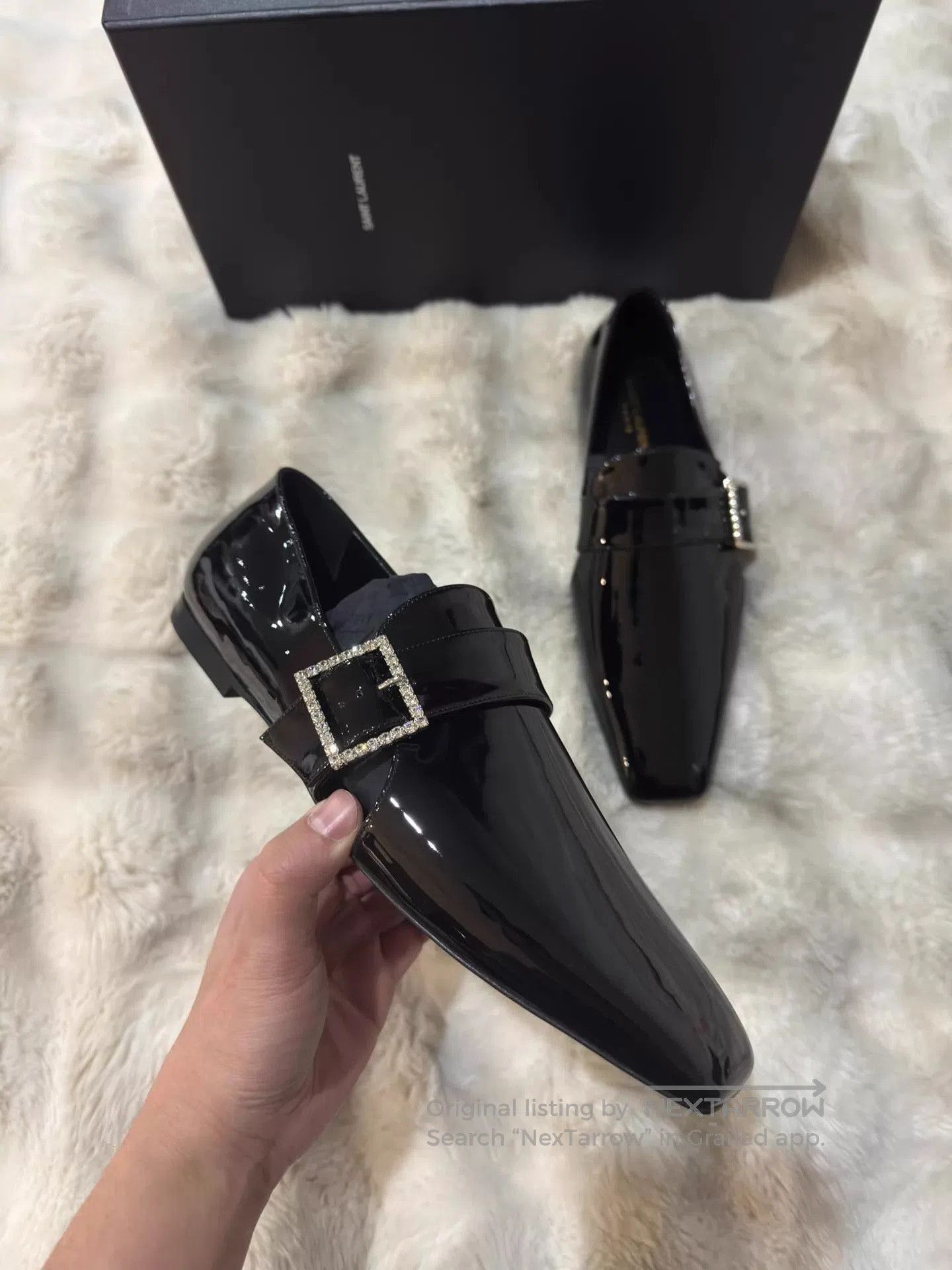 Yves Saint Laurent Black Patent Leather Slip. Size US 9 / EU 42 - 4 Thumbnail