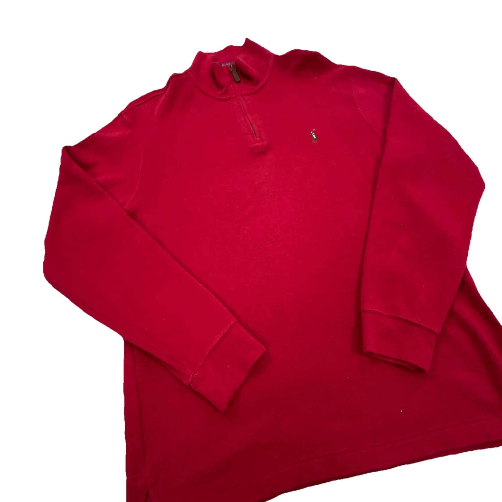 Polo Ralph Lauren Polo Ralph Lauren Sweater Men Large Red Knit Sweatshirt 1/4 Zip Mock Neck Embroidered Logo Zipper Size US L / EU 52-54 / 3 - 4 Thumbnail