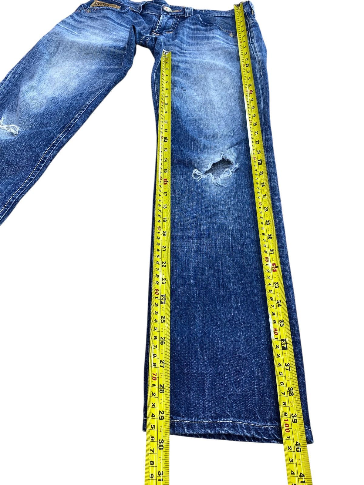 Edwin Edwin Faded Blue Wash Ripped Style Straight Cut Jeans Size US 32 / EU 48 - 9 Thumbnail