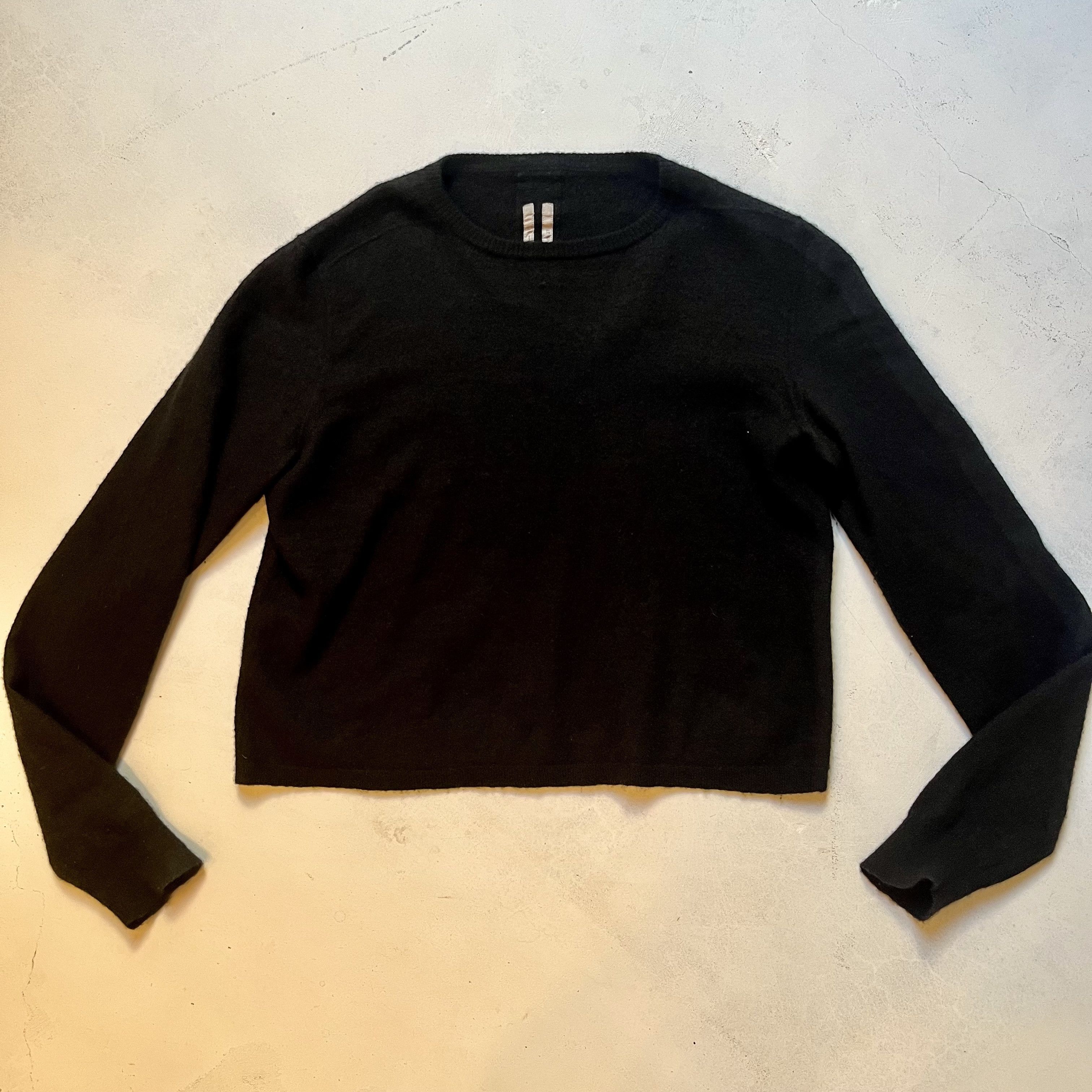 Pre-owned Rick Owens Cropped Fogachine Cashmere Sweater In Black