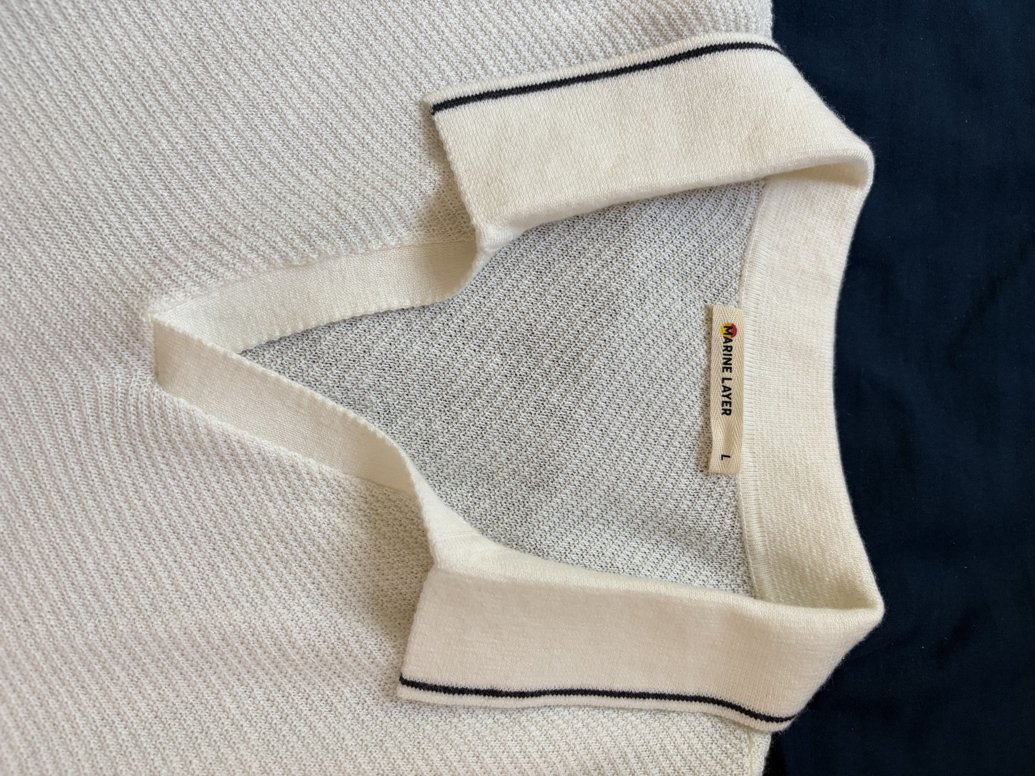 Marine Layer Marine Layer White Knitted Greyson Sweater Polo Size US L / EU 52-54 / 3 - 3 Thumbnail