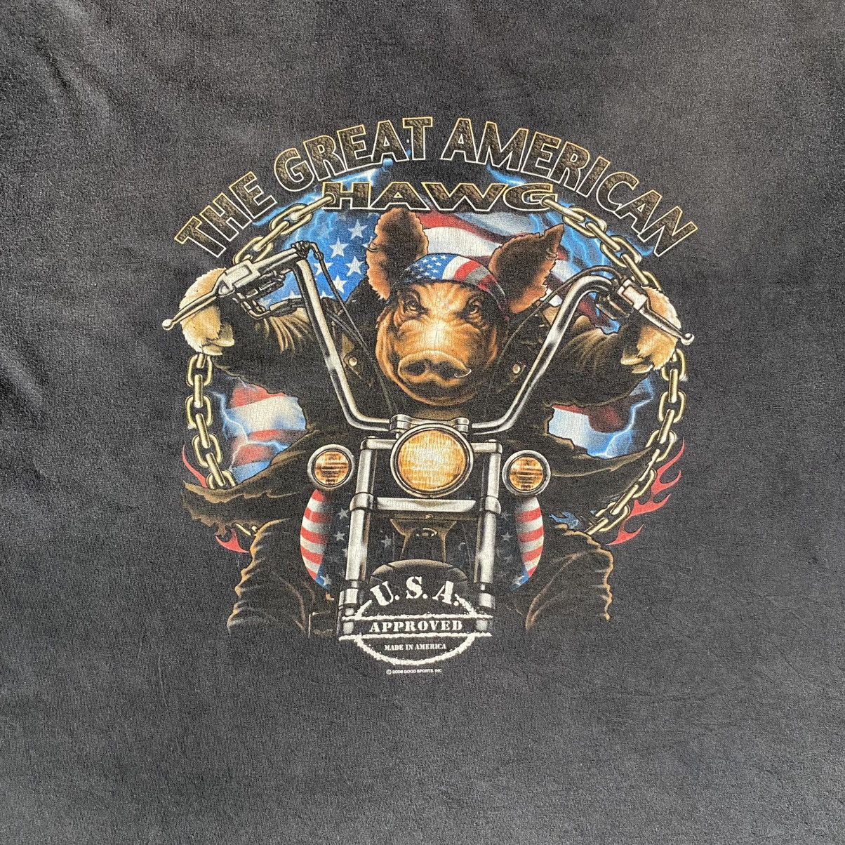 Harley Davidson Vintage Y2K 2006 The Great American Hawg Sun Faded Tee Size US XXL / EU 58 / 5 - 4 Thumbnail