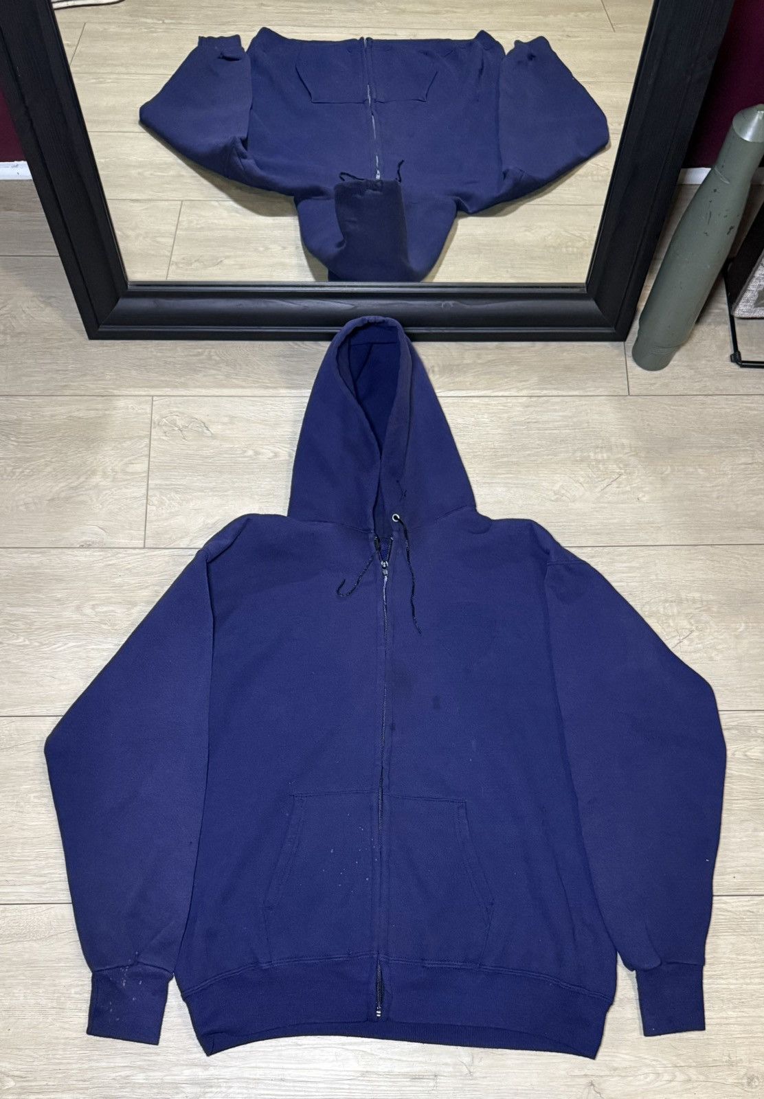 Russell Athletic Vintage 1990s Russell Style Blank Zip Up Hoodie Size US L / EU 52-54 / 3 - 1 Thumbnail