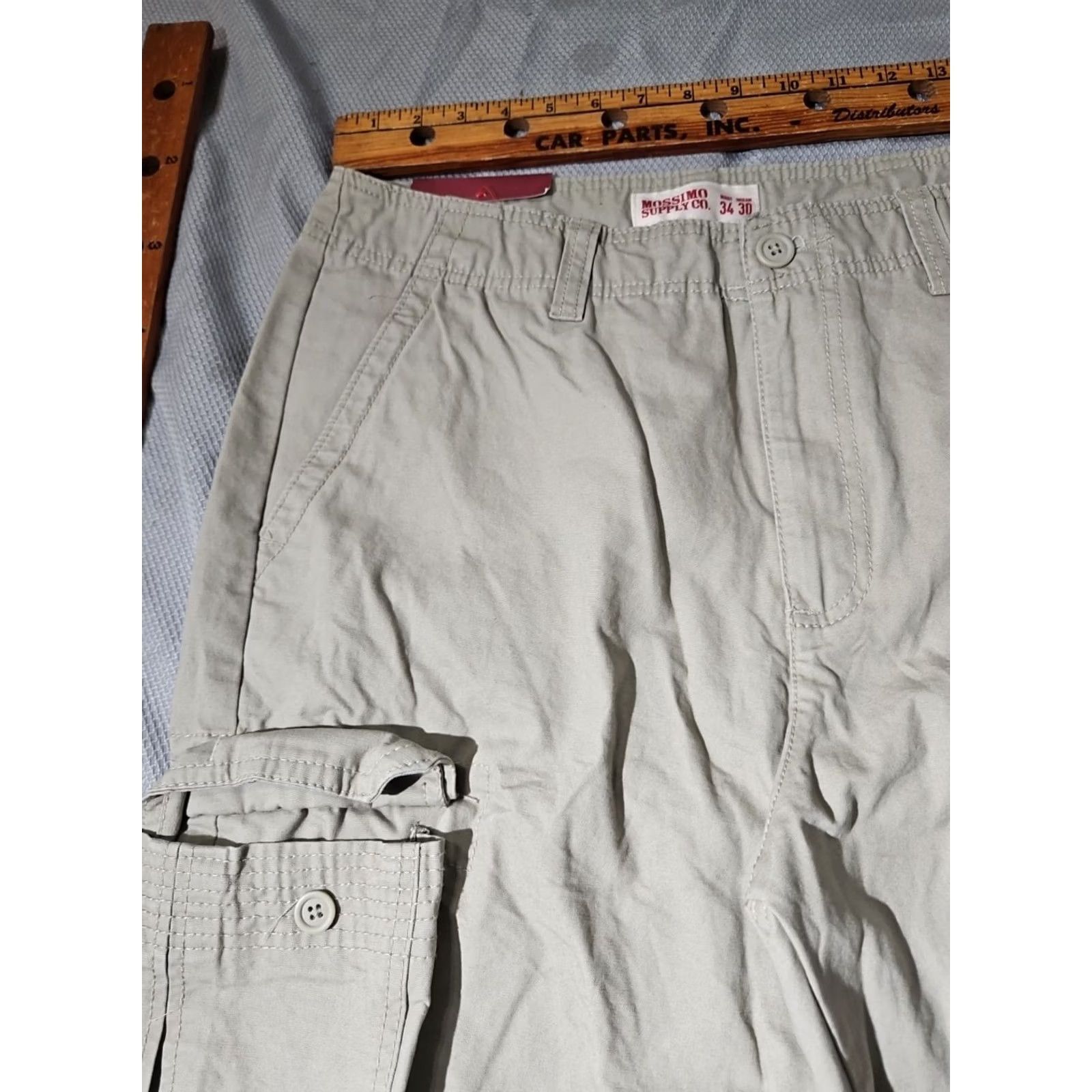 Mossimo NWT Mossimo Vintage Beige Cargo Pants - Mens 34x30 Y2k Style Flap Pockets - Low Rise Knit Size US 34 / EU 50 - 3 Thumbnail