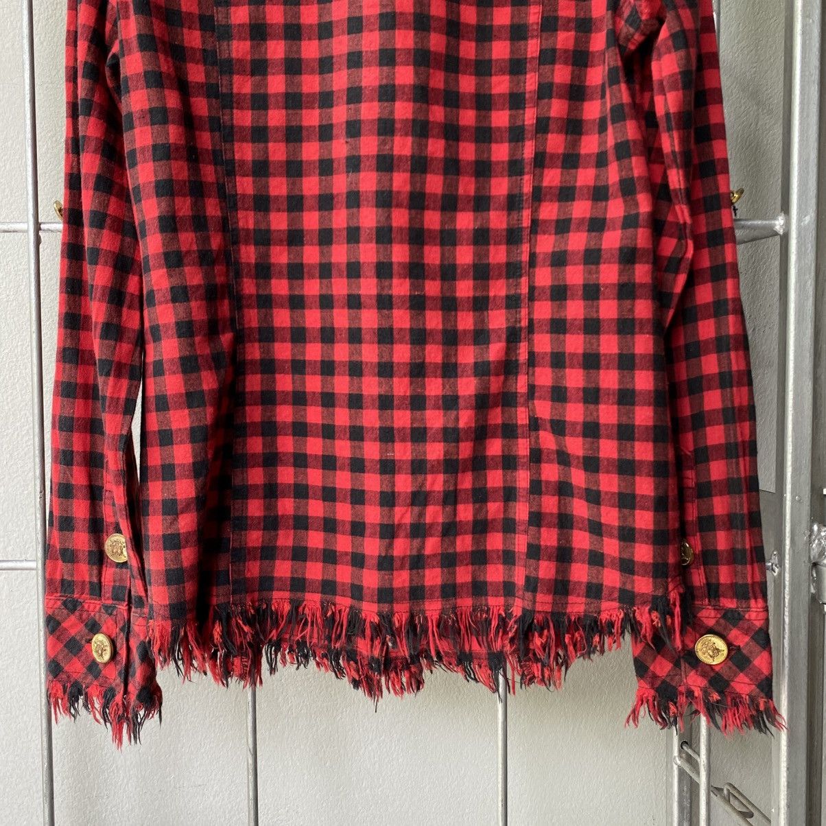 Designer × Japanese Brand GARULA Y2K Punk Red Black Check Frayed Shirt Size M / US 6-8 / IT 42-44 - 18 Thumbnail