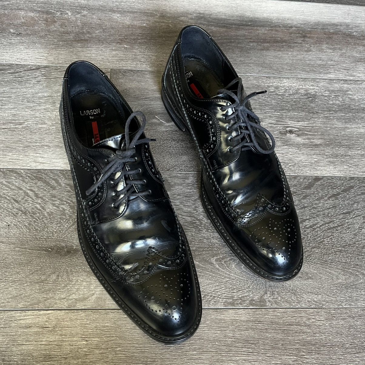 Designer × LLOYD × Vintage Vintage Larson by Lloyd Wing Tip Black Leather Loafers Shoes Size US 10.5 / EU 43-44 - 1 Thumbnail