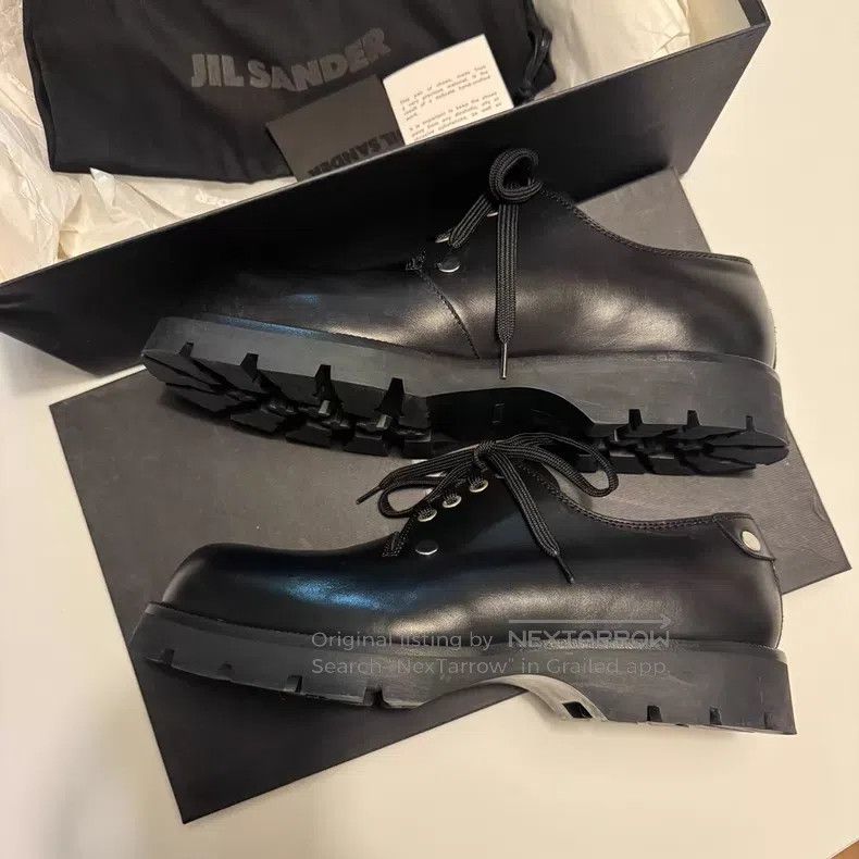 Jil Sander Jil Sander Riveted low-top lace-up leather shoes Size US 7 / EU 40 - 3 Thumbnail