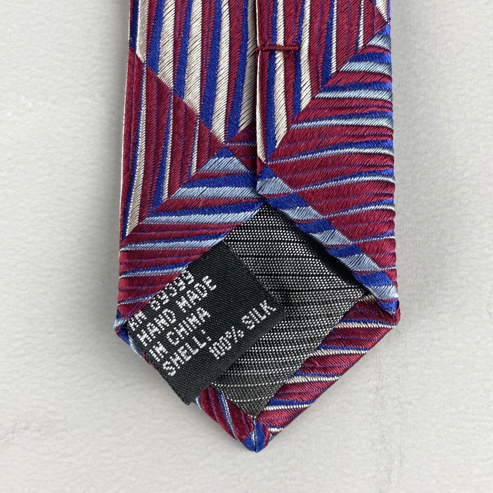 Jhane Barnes Jhane Barnes Burgundy Red Geometric Diamond Print Silk Tie Size ONE SIZE - 9 Thumbnail