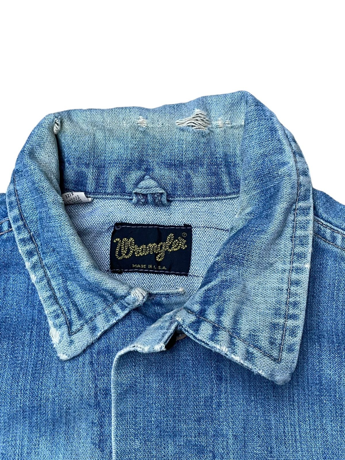 Vintage Vintage 70’s Wrangler Distresed Denim Jacket Size US L / EU 52-54 / 3 - 5 Thumbnail