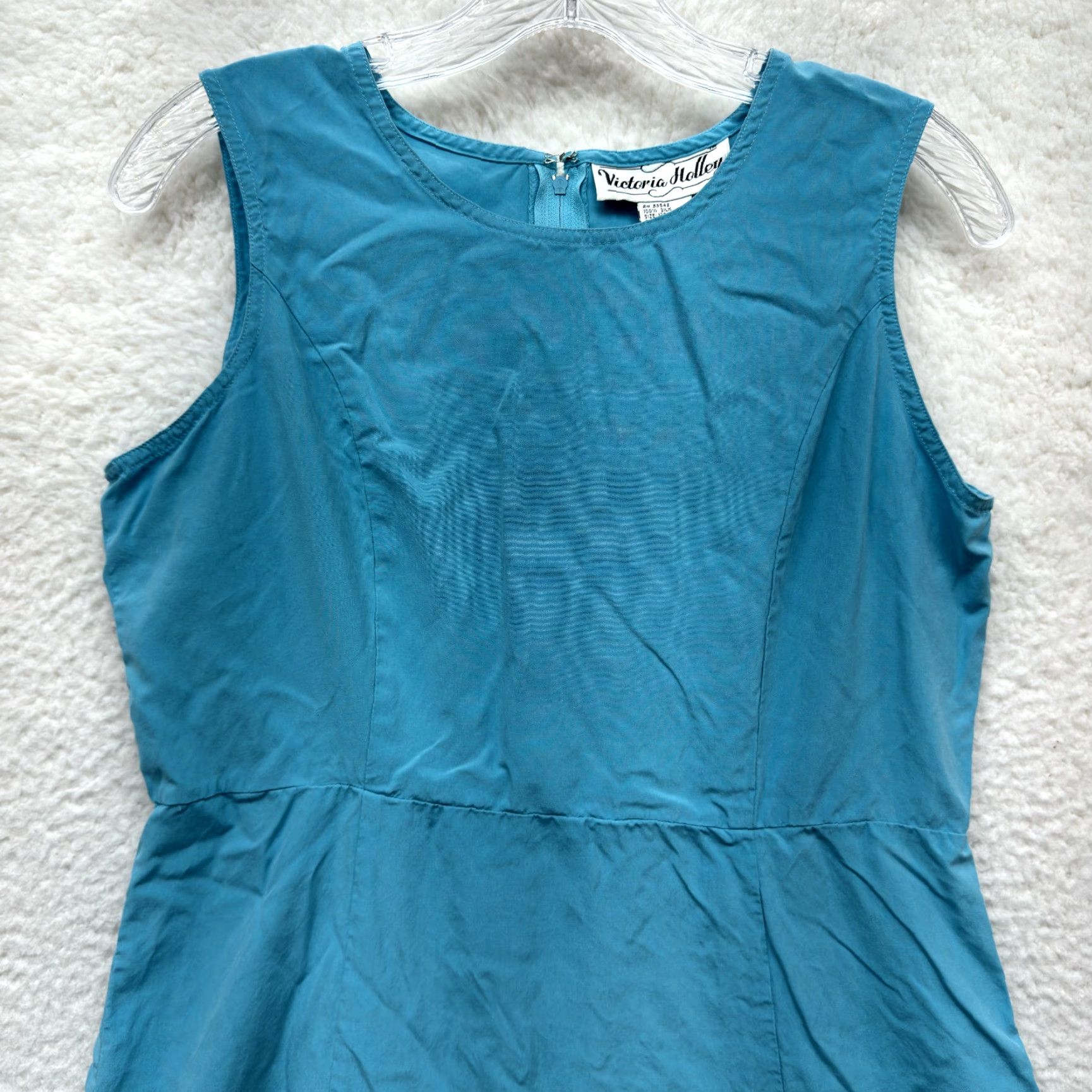 Vintage VINTAGE 90s Y2K Silk Dress 12P Petite Shift A-Line Midi Mod Blue Size XL / US 12-14 / IT 48-50 - 3 Thumbnail