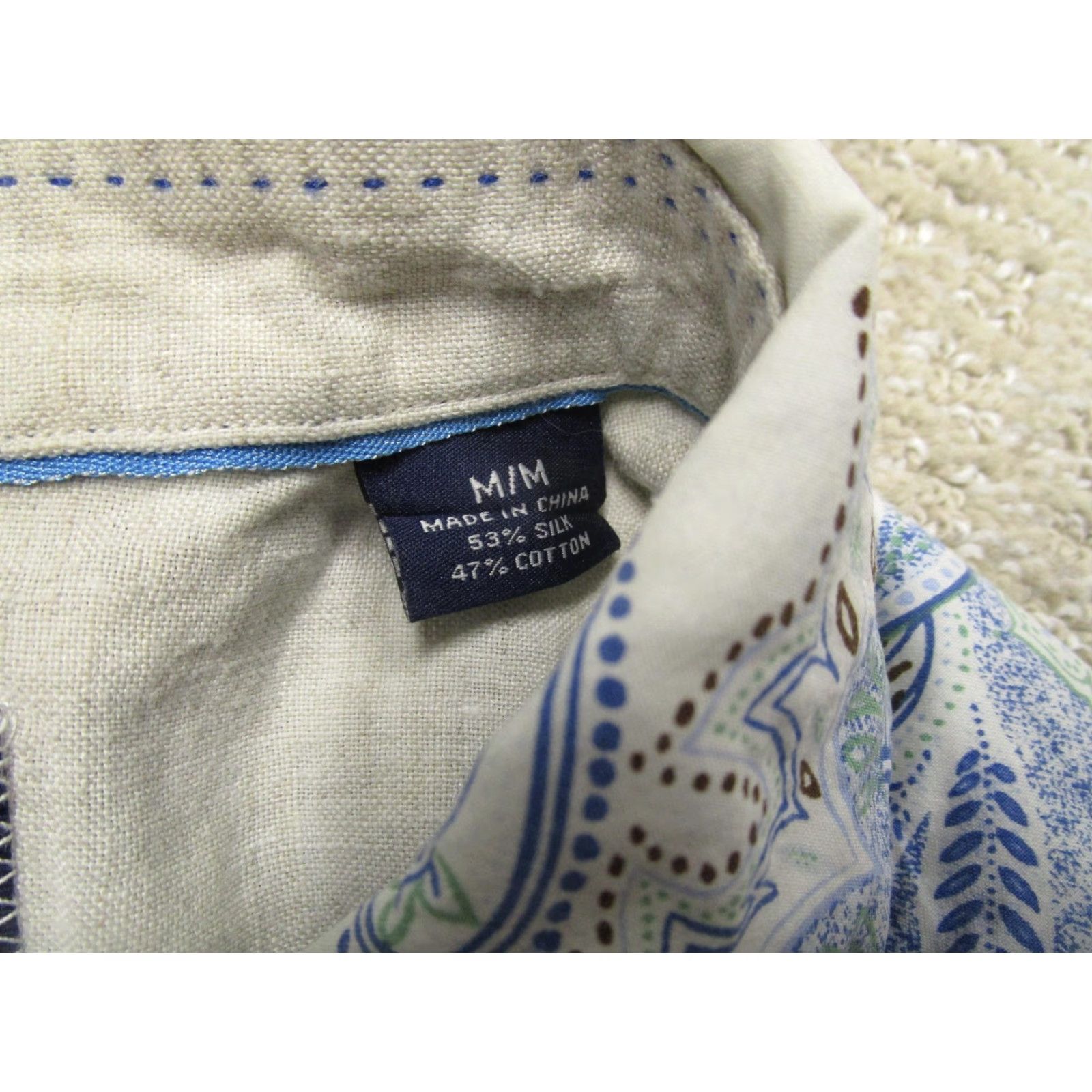 Tommy Bahama Tommy Bahama Shirt Men Medium Blue White Paisley Silk Blend Short Sleeve Button-Up Beach Casual Travel Size US M / EU 48-50 / 2 - 7 Thumbnail