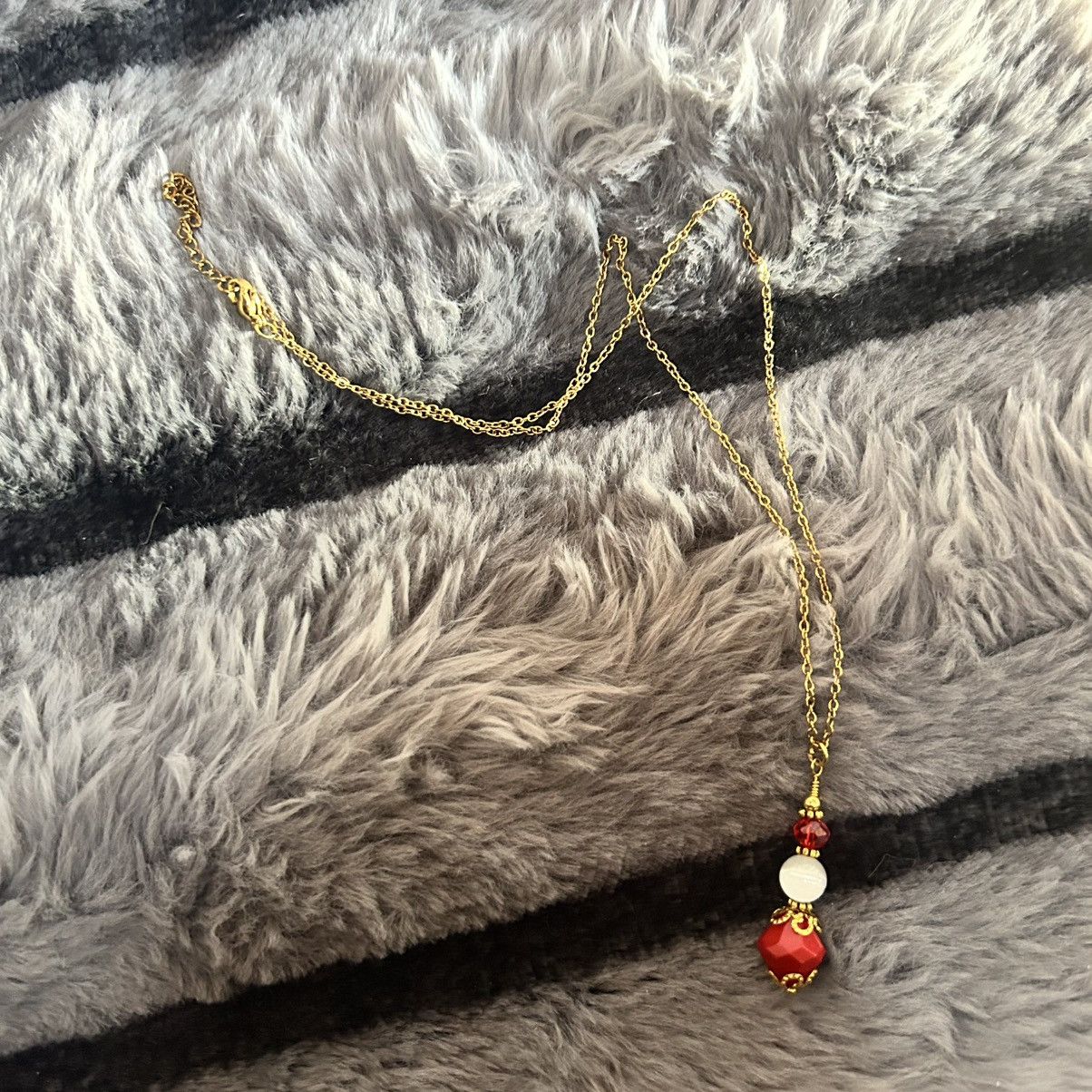Handmade Handcrafted vintage beaded cat eye glass pendant necklace Size ONE SIZE - 6 Thumbnail