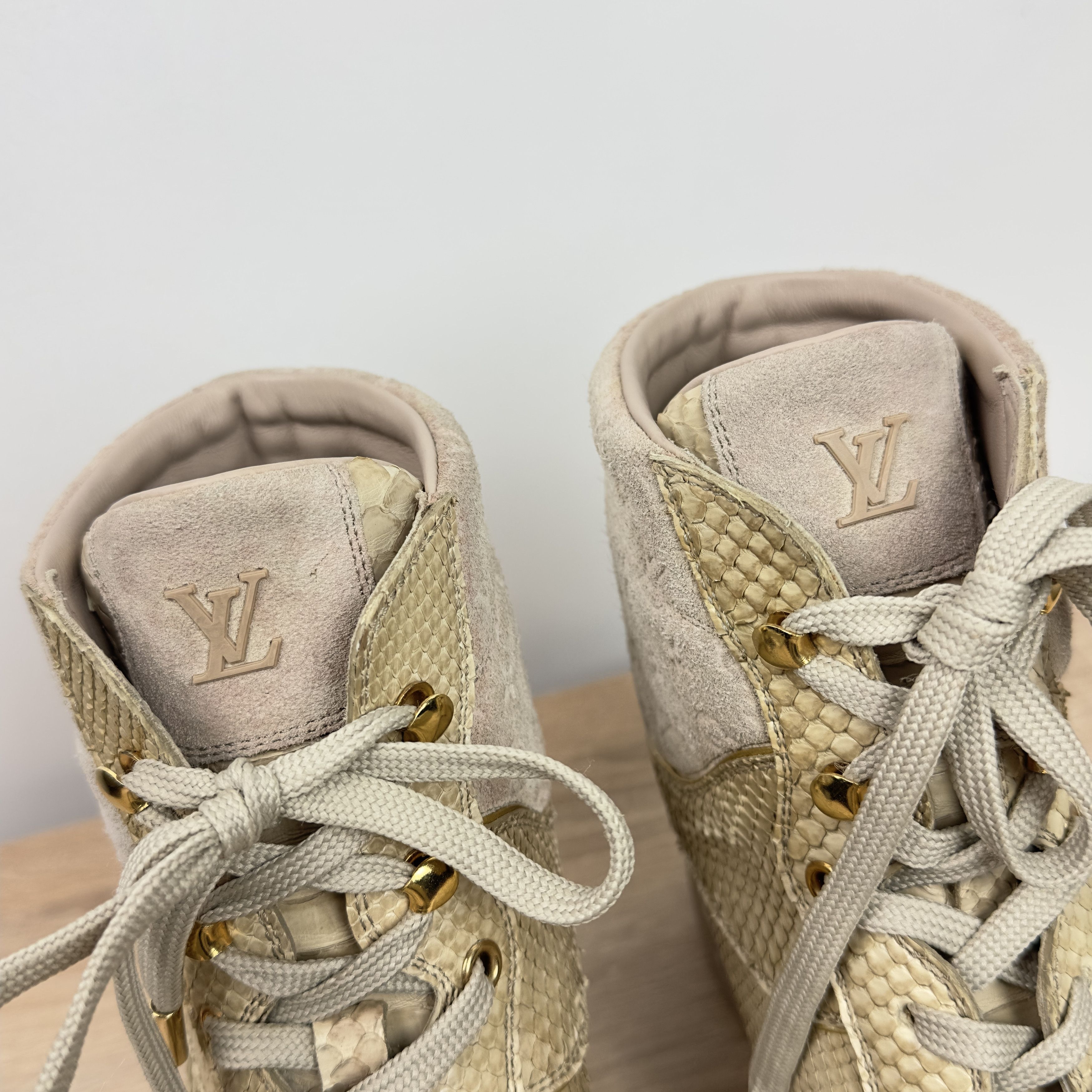 Louis Vuitton RARE Millenium Sneaker Boots Beige Python Skin 6 US Size US 6 / IT 36 - 4 Thumbnail