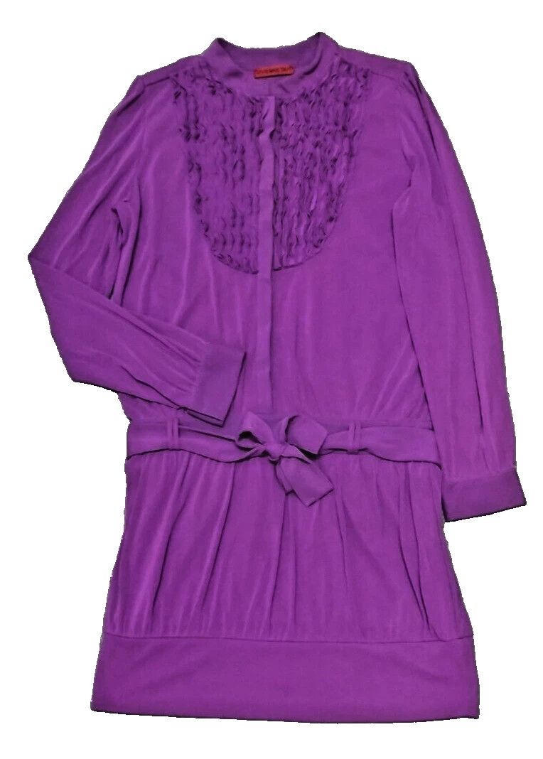Designer × Vivienne Tam VIVIENNE TAM Short Dress Purple Ruffle With Waist Tie Size S / US 4 / IT 40 - 1 Thumbnail