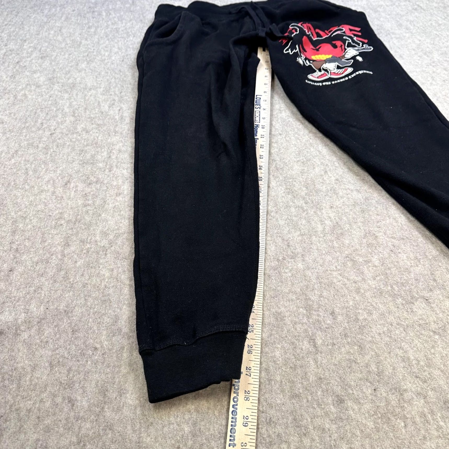 Vintage L.O.V.E Joggers Sweatpants Mens Large Black Graphic Heart Streetwear Fleece Adult Regular Size US 33 - 5 Thumbnail