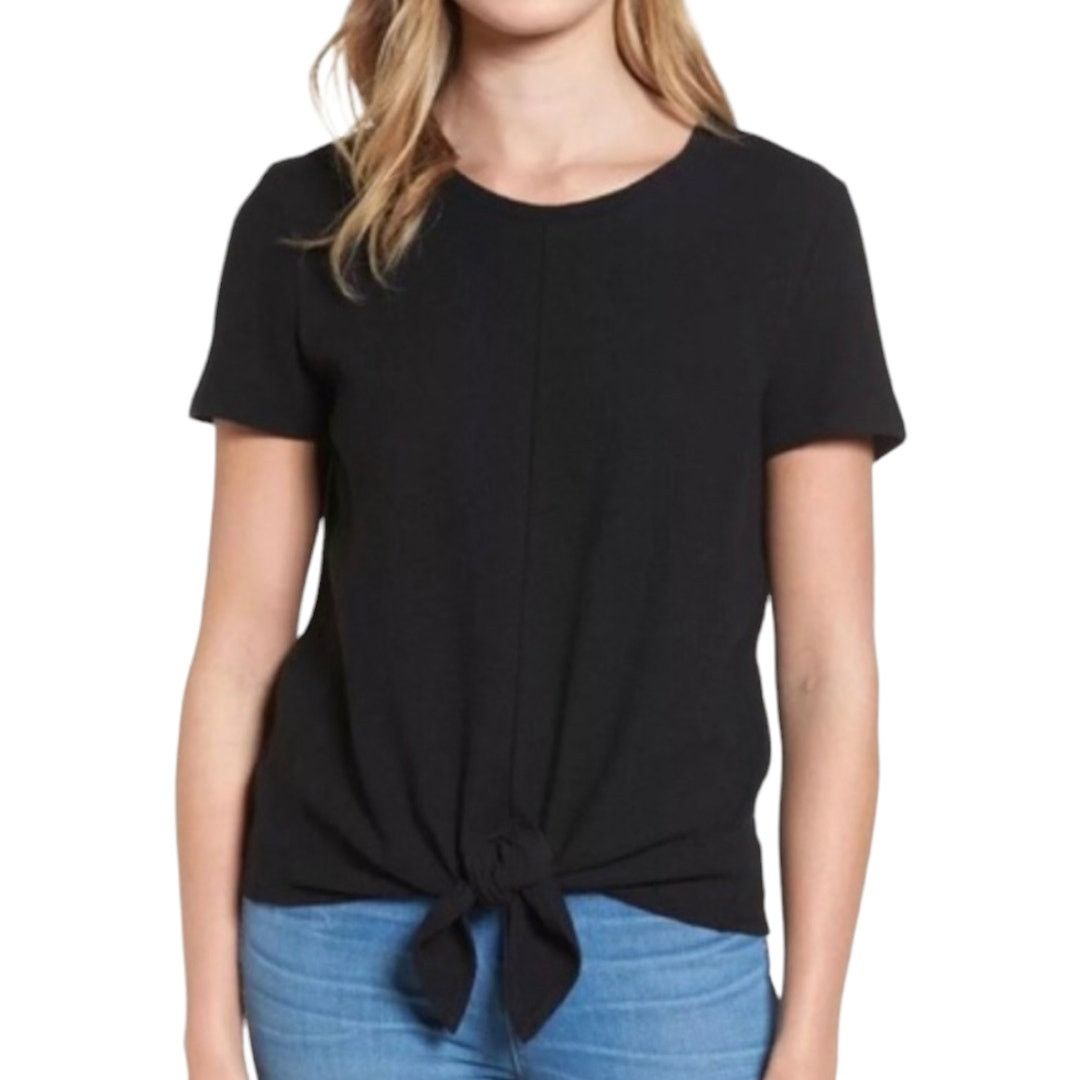 Madewell Madewell Crewneck Black Tie Front Women Size Small Top Size S / US 4 / IT 40 - 1 Thumbnail
