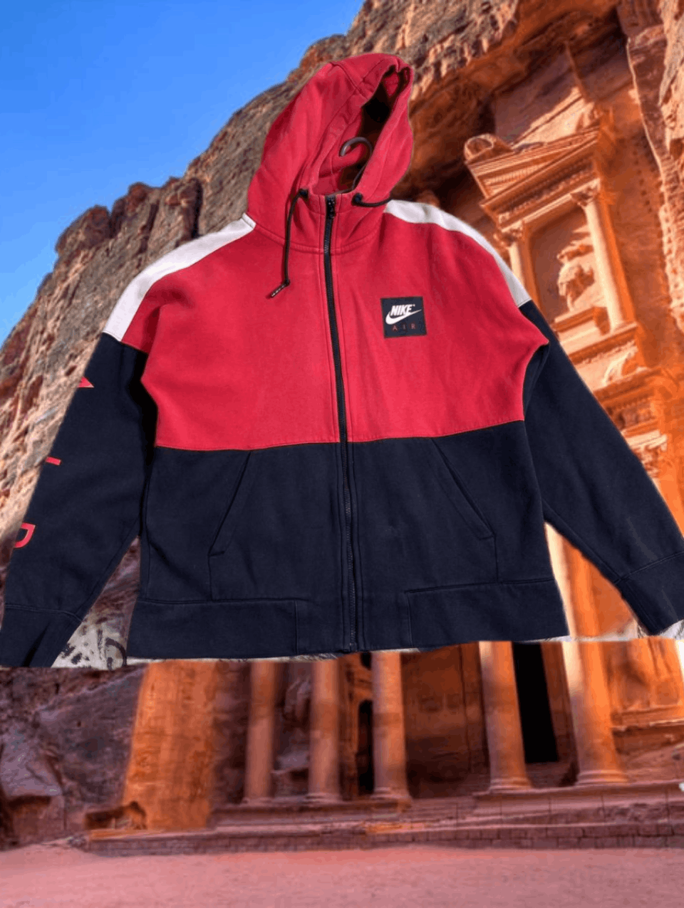 Nike × Vintage Crazy Vintage Y2K/2000s Red Nike Streetwear Hoodie! Size US M / EU 48-50 / 2 - 1 Thumbnail