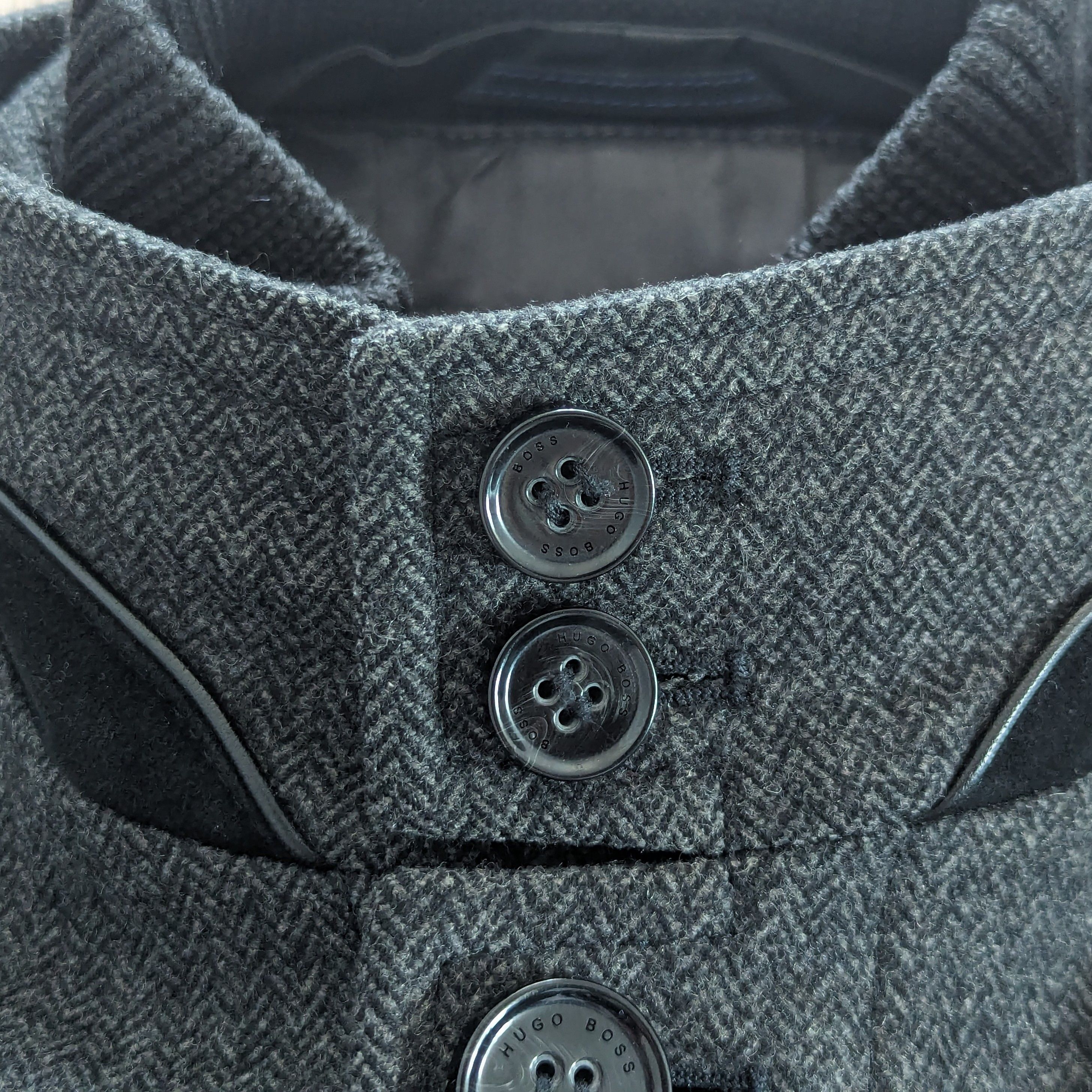 Hugo Boss HUGO BOSS Wool Men's Coat Size L (52) Luxury Brand Dark Gray Size US L / EU 52-54 / 3 - 4 Thumbnail