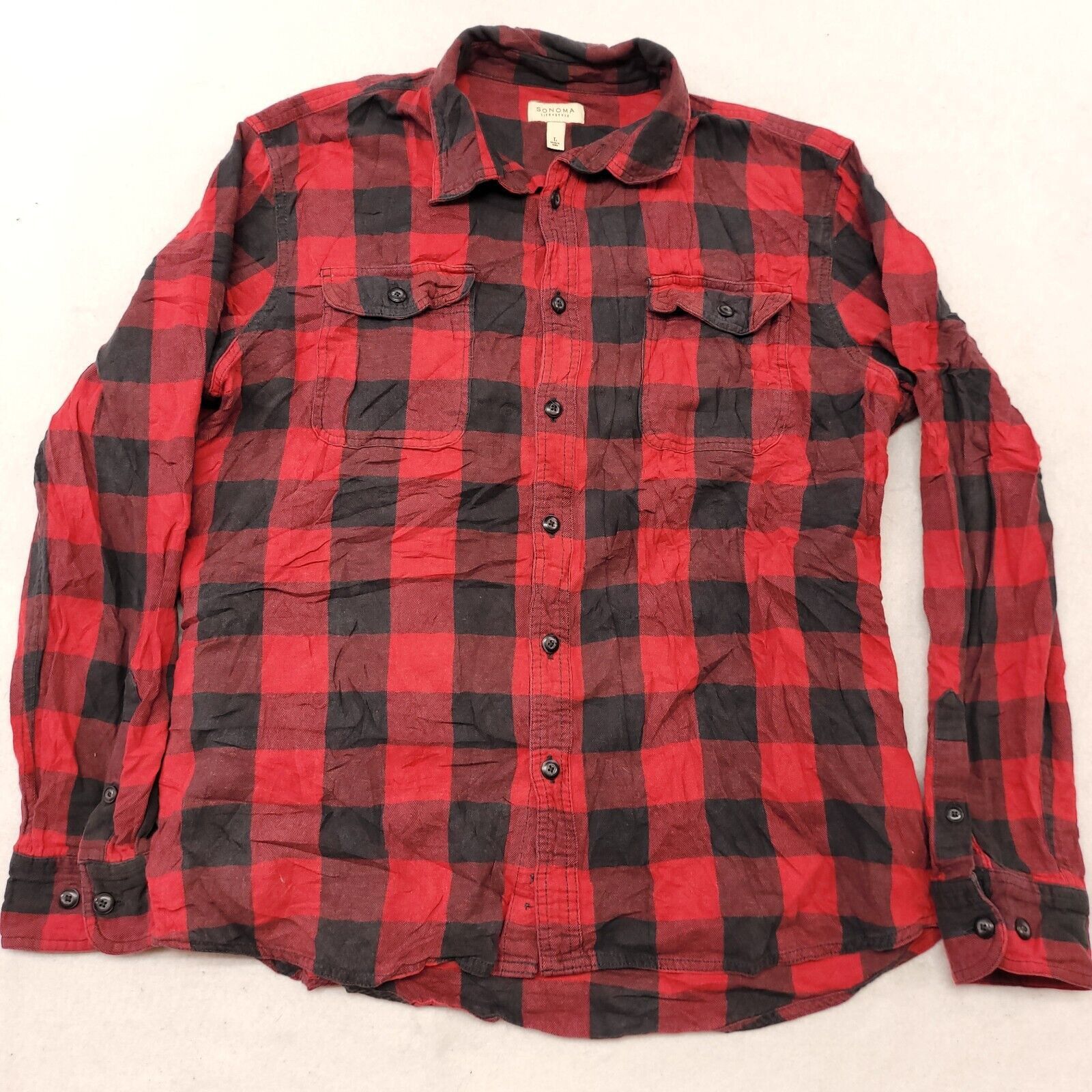 Sonoma Sonoma Buffalo Check Flannel Button Up Shirt Mens Size L Red Size US L / EU 52-54 / 3 - 2 Thumbnail