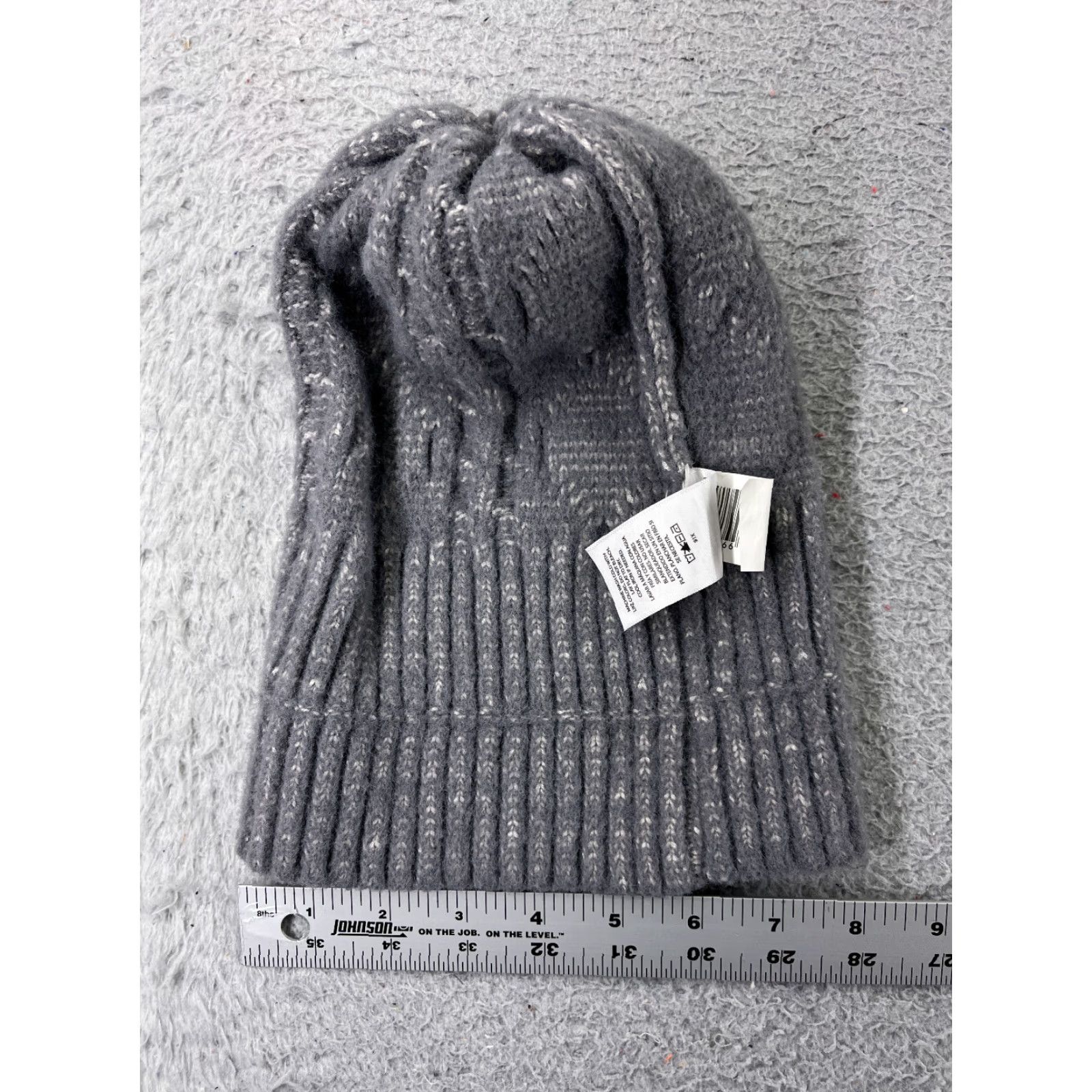 Walmart Walmart Beanie Toque Women One Size Gray Ribbed Cable Knit Nylon Blend Faux Fur Pom Hat Mens?? Size ONE SIZE - 5 Thumbnail